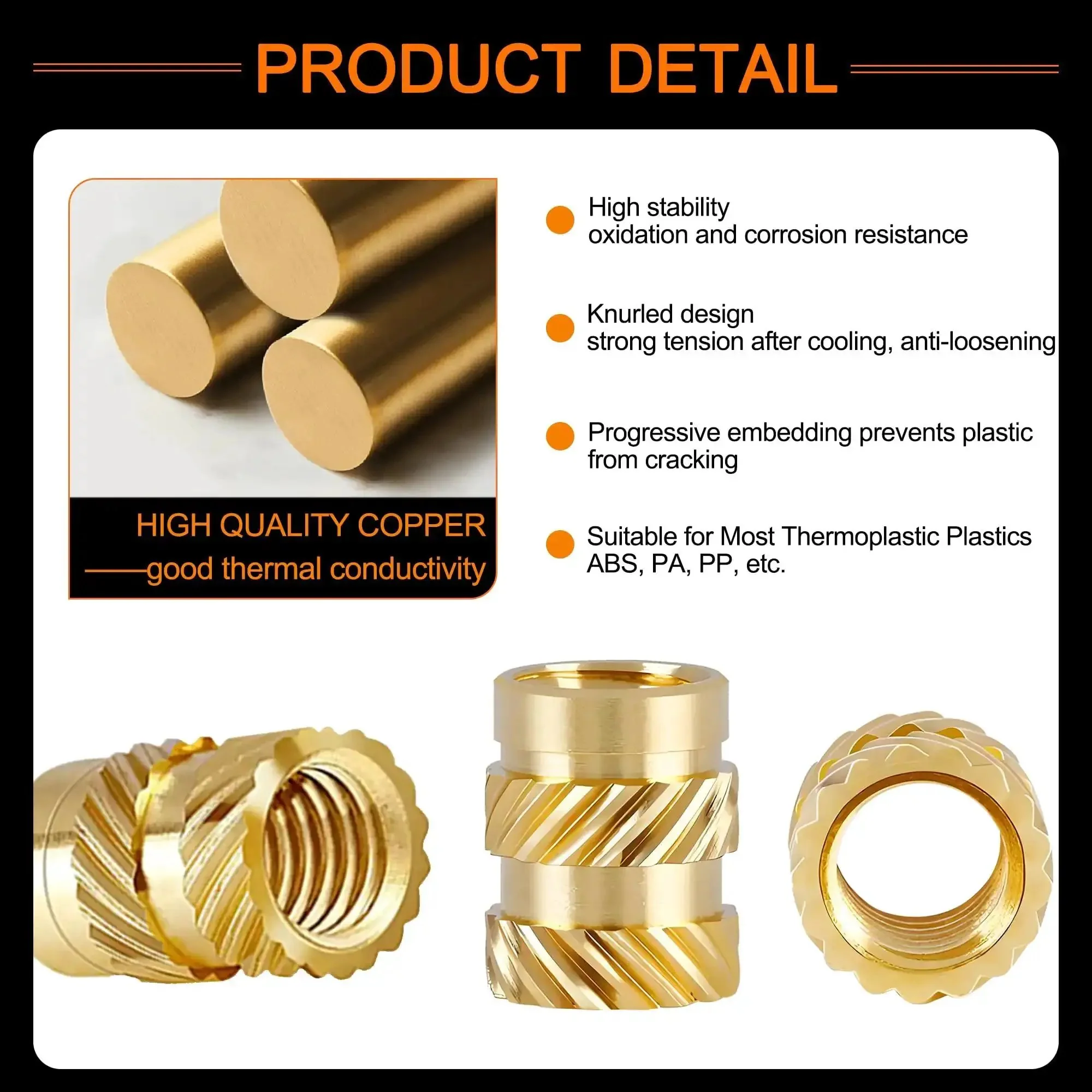 Heat Set Inserts Kit 400 Pcs Brass M2 To M6 Threaded Inserts For Plastic And 3D Printer Parts DIY Ready Knurled Nuts 15 Sizes Embeds With Soldering Iron Or Ultrasonic Tool - Image 5