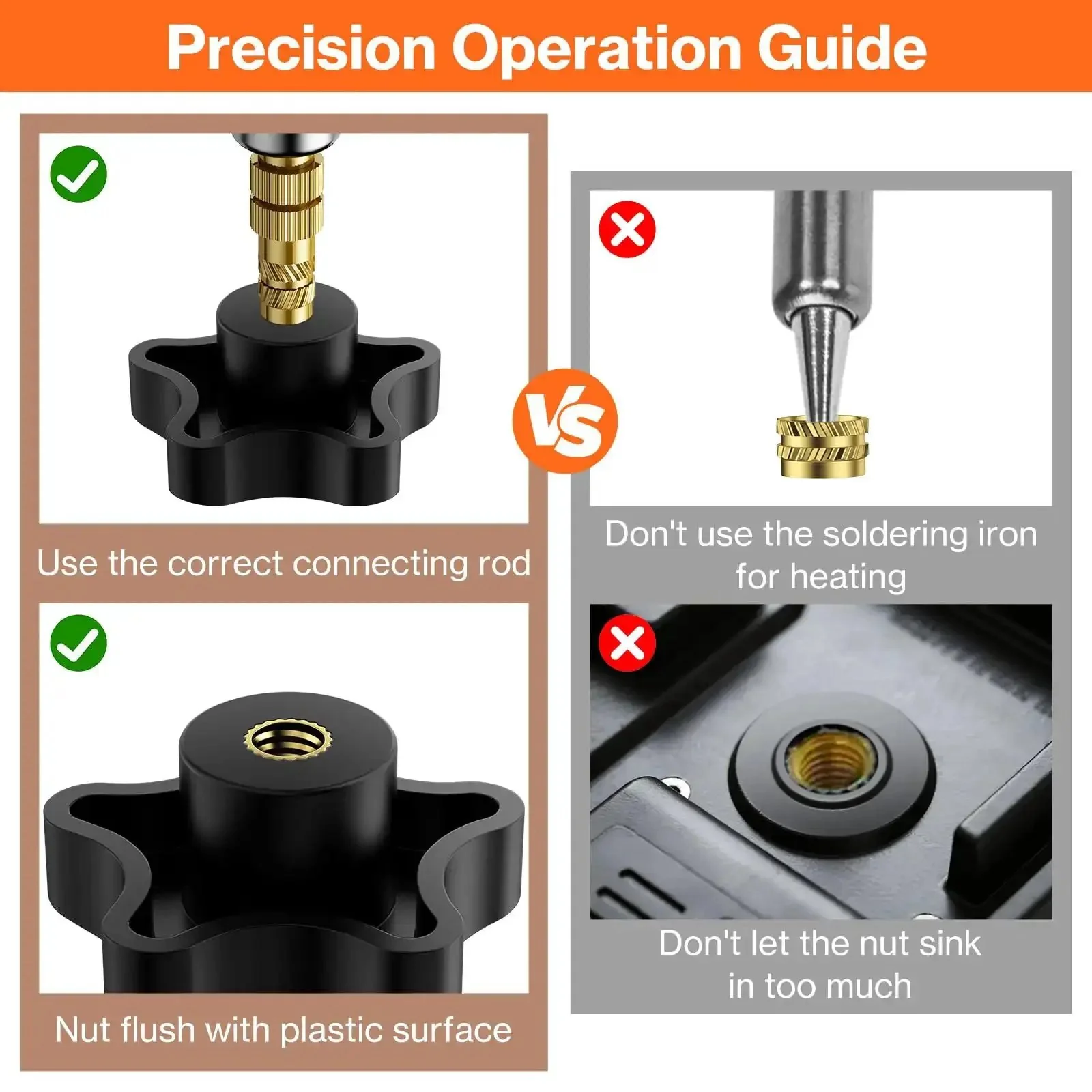 Heat Set M3 Threaded Inserts Kit With 60W Digital Soldering Iron 360Pcs Threaded Inserts Bolts Nuts And Insert Tips For 3D Printer Parts And Plastic Projects - Image 4