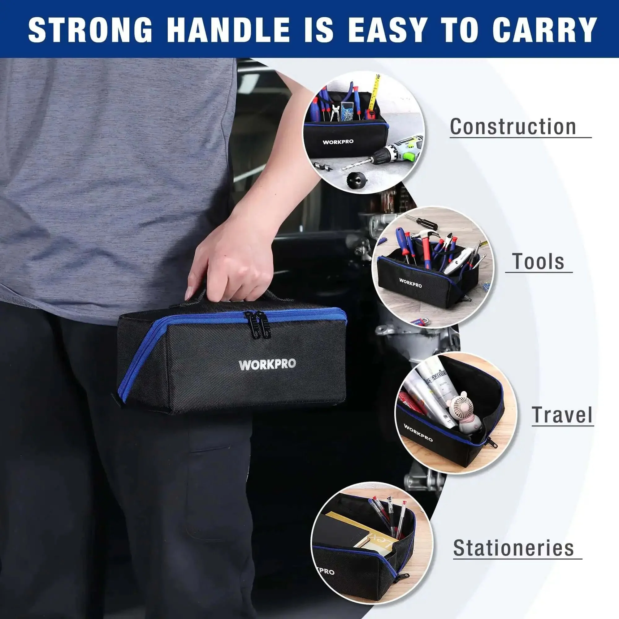 Heavy Duty 10 Inch Tool Bag With Zipper Wide Mouth Pouch All Purpose Organizer Tote 3 Pack Built Tough From 1680D Oxford Cloth With Dual Zippers For Tools And Parts - Image 5