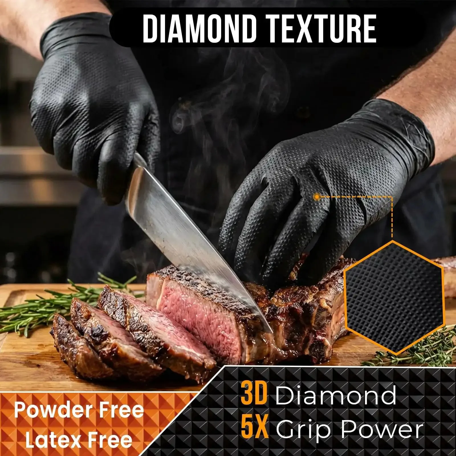 Heavy Duty 10 Mil Nitrile Gloves With Raised Diamond Texture Latex Free Powder Free Extra Strong Chemical Resistant For Mechanics Auto Repair And Industrial Work Built Tough As Nails For Heavy Duty Jobs - Image 5
