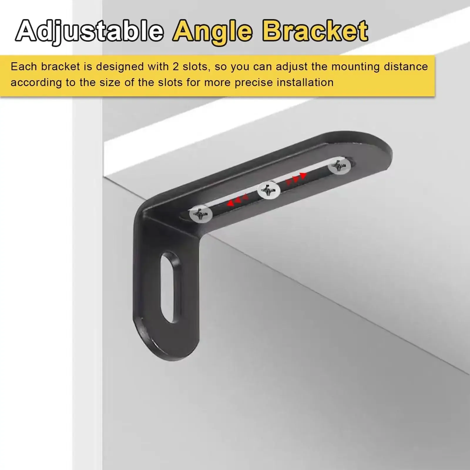 Heavy Duty 10 Pack L Brackets For Shelves 2 By 1 By 0.5 Inch Slotted Corner Braces Black 90 Degree Right Angle Supports For Wood Cabinets And Furniture Rust Resistant Iron With Heat Treated Screws - Image 4