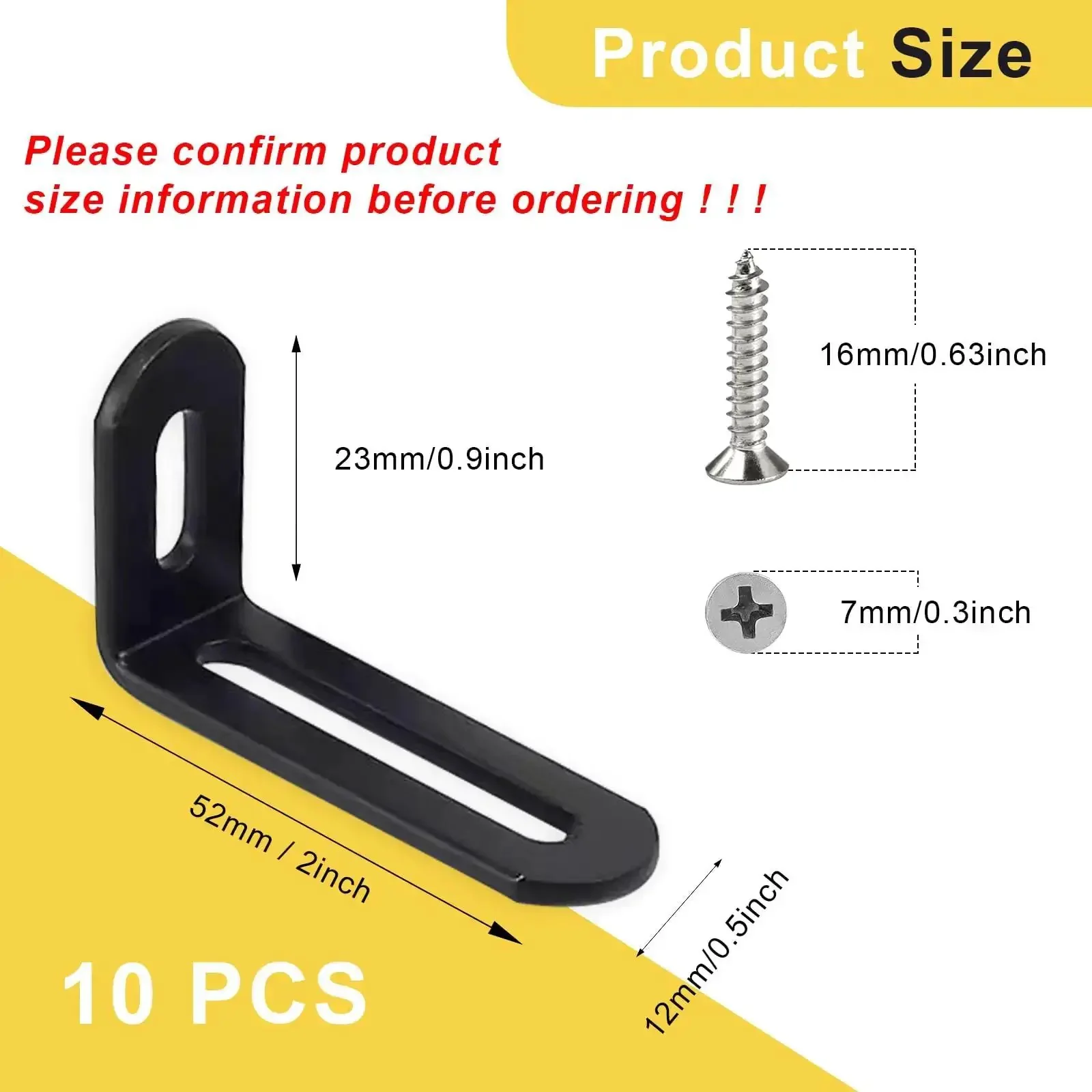 Heavy Duty 10 Pack L Brackets For Shelves 2 By 1 By 0.5 Inch Slotted Corner Braces Black 90 Degree Right Angle Supports For Wood Cabinets And Furniture Rust Resistant Iron With Heat Treated Screws - Image 7