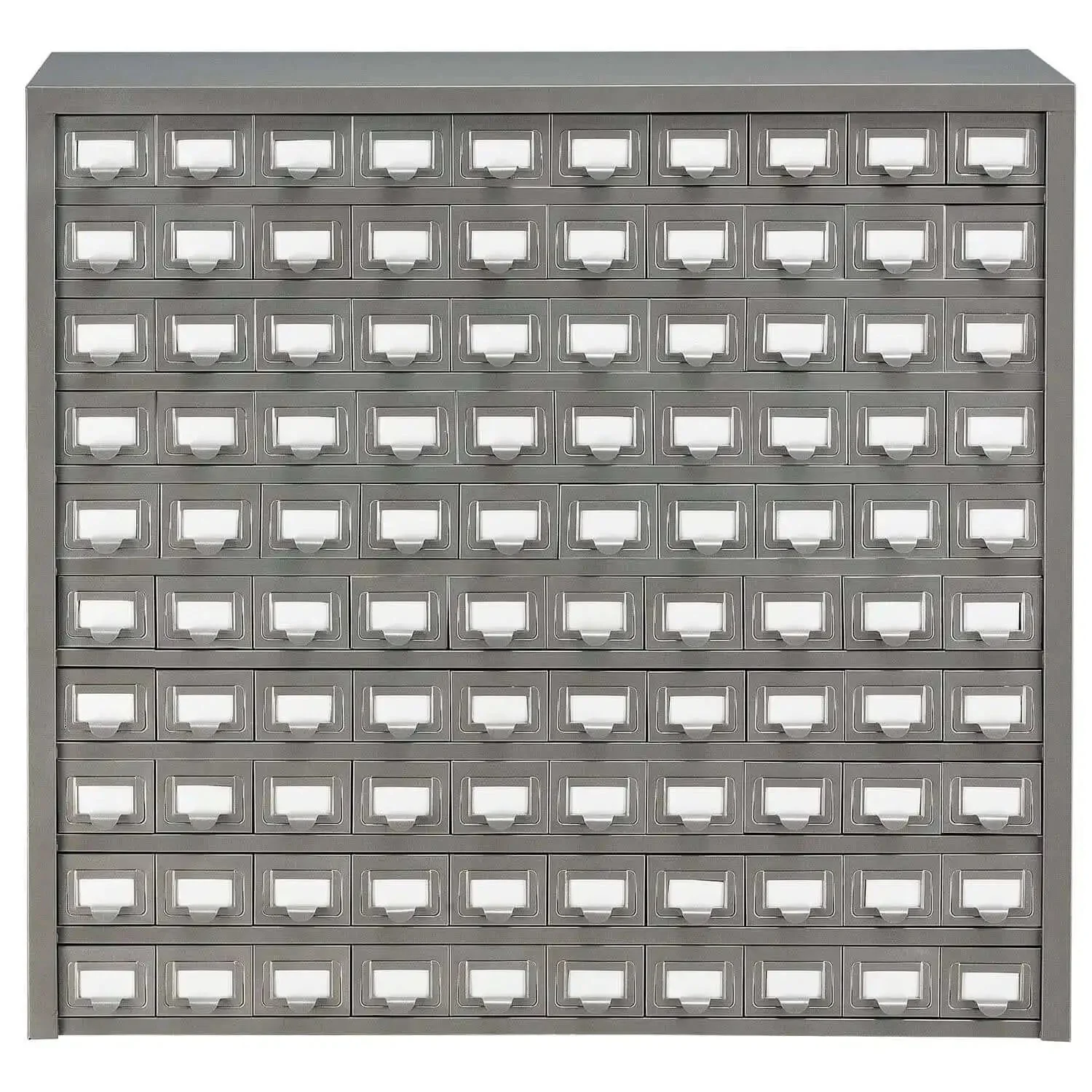 Heavy Duty 100 Drawer Small Parts Storage Cabinet With Label Holders All Steel Construction In Gray Enamel Garage Ready Ideal Organizer For Nuts Bolts Screws And Tiny Parts - Image 3