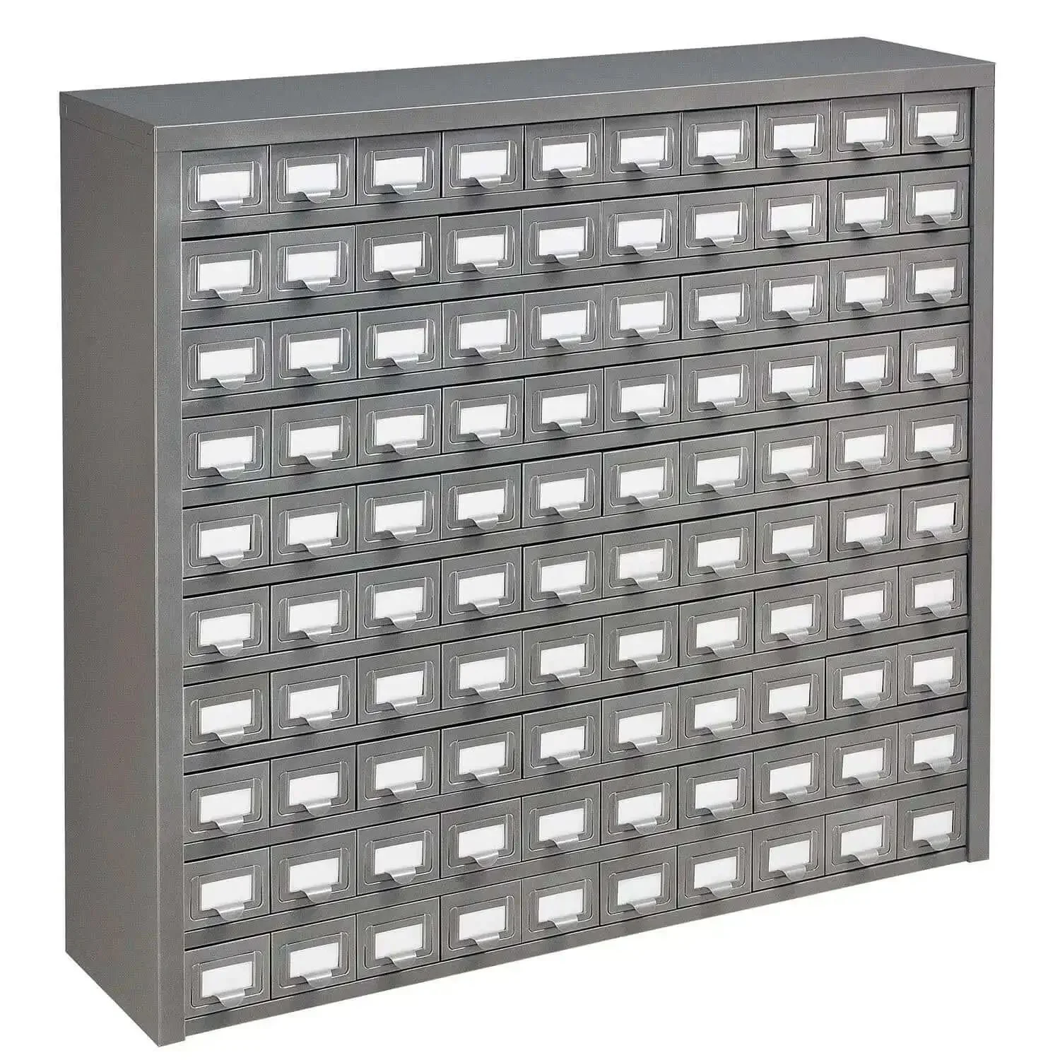 Heavy Duty 100 Drawer Small Parts Storage Cabinet With Label Holders All Steel Construction In Gray Enamel Garage Ready Ideal Organizer For Nuts Bolts Screws And Tiny Parts - Image 5