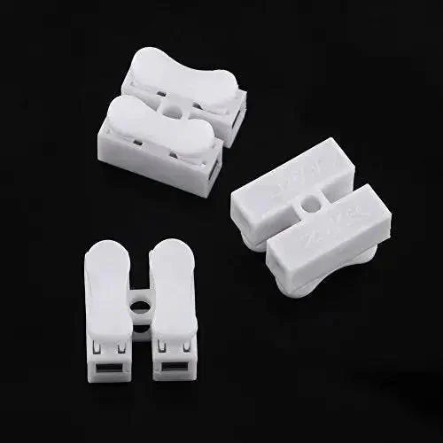 Heavy Duty 100 Piece Two Pin Push Wire Terminal Block Kit 10A 220V White Spring Clamp Quick Wire Connector For Fast Plug And Play Installations With Flame Retardant Plastic - Image 2