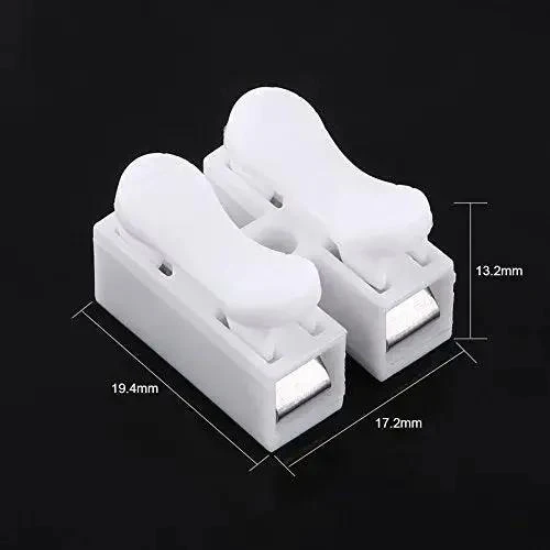 Heavy Duty 100 Piece Two Pin Push Wire Terminal Block Kit 10A 220V White Spring Clamp Quick Wire Connector For Fast Plug And Play Installations With Flame Retardant Plastic - Image 3