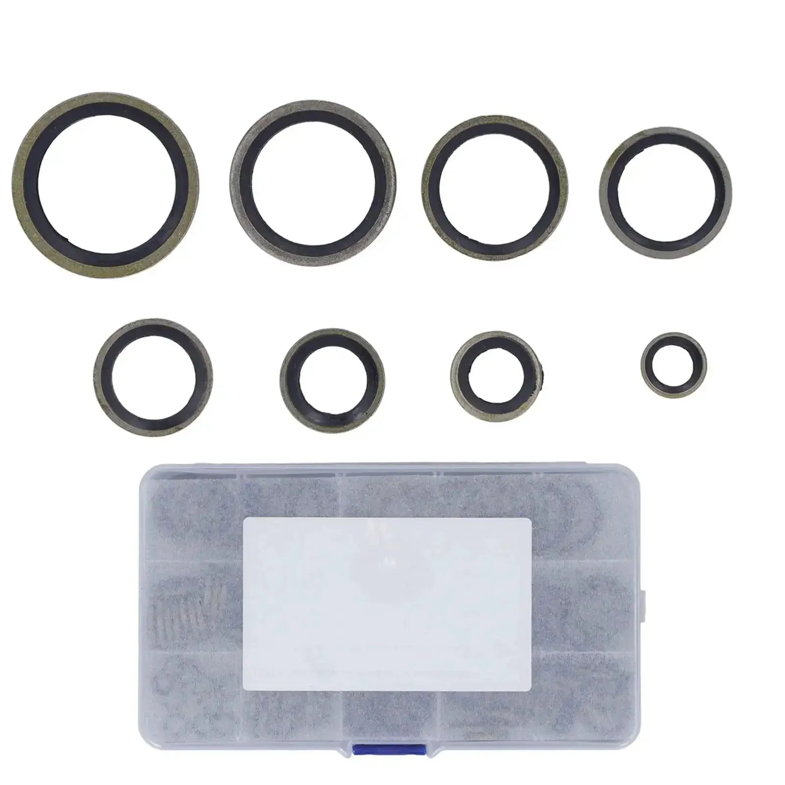 Heavy Duty 110 Piece Metal Bonded Oil Seal Washers Kit With High Temp Rubber O Rings, Self Centering Lip, And Storage Box, 8 Size Set Including M6 M8 M10 M14 M16 M20 For Threaded Pipe Joints And Screws - Image 3