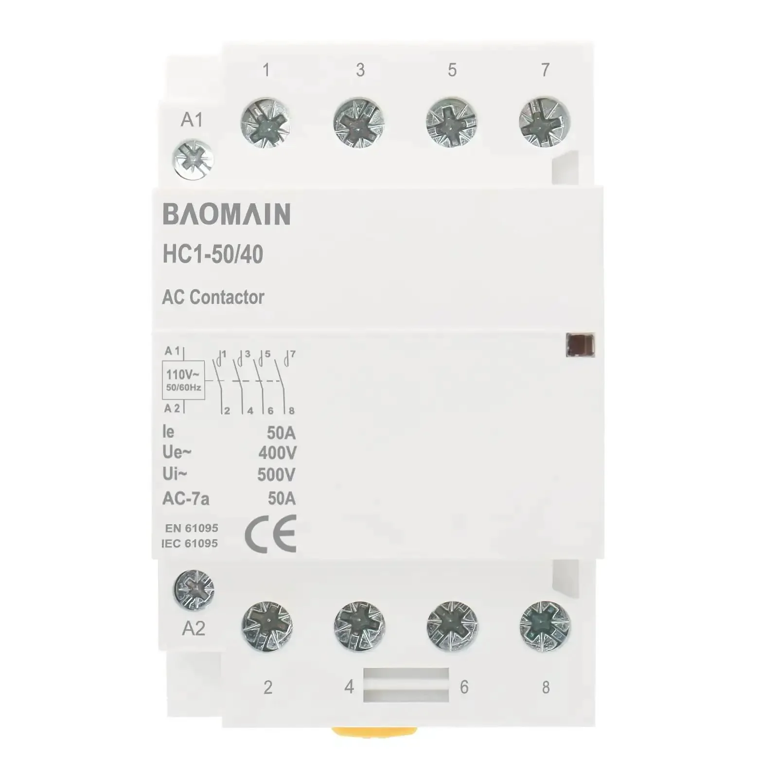 Heavy Duty 110V AC 4 Pole Contactor With Four Normally Open Contacts, 50A Rating, DIN Rail Mount, Built To Handle HVAC Motors Pumps And Lighting Control, Supports Multi Load Switching For Three Phase Compressors And Auxiliary Circuits - Image 4