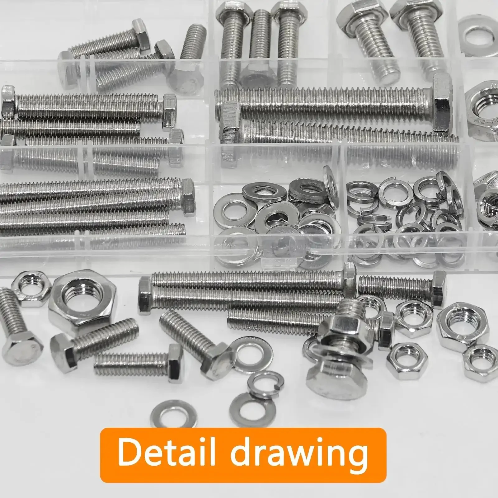 Heavy Duty 116Pcs Metric Bolt Set M6 M8 M10 In 304 Stainless Steel With Nuts And Bolts, Flat And Spring Washers, Hex Head Cap Screws, Fully Threaded, Includes 6 Common Sizes For DIY Projects, Home Repairs, And More - Image 5