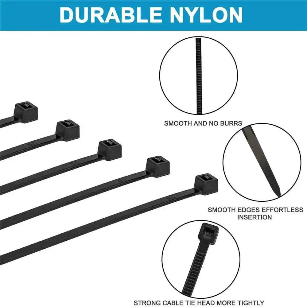 Heavy Duty 12 Inch Cable Zip Ties 100 Count Self Locking Nylon Ties With 50 Pounds Tensile Strength For Indoor And Outdoor Use Premium Plastic Wire Ties For Organizing Cables Wires Hoses And Other Quick Secure Fastening Tasks - Image 5