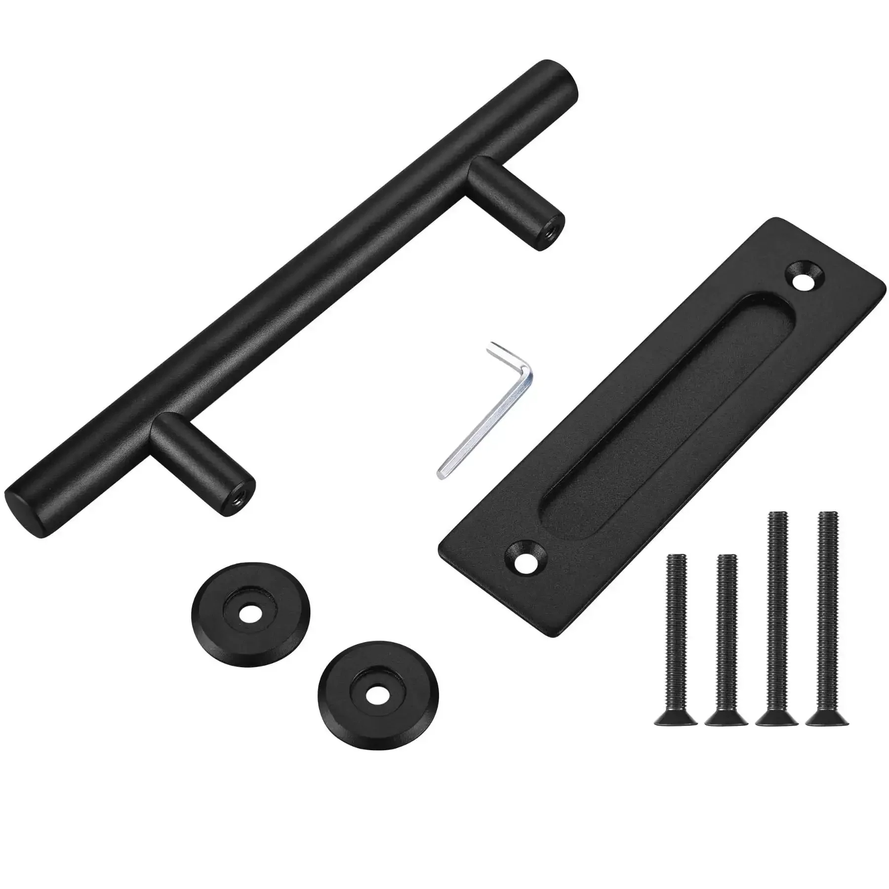 Heavy Duty 12 Inch Pull And Flush Barn Door Handle Set, Tough As Nails Matte Black With Ultra Thin Backplate, Fits Doors Up To Two And Three Eighths Inches, Sliding Barn Door Hardware Pack Of 2 - Image 4