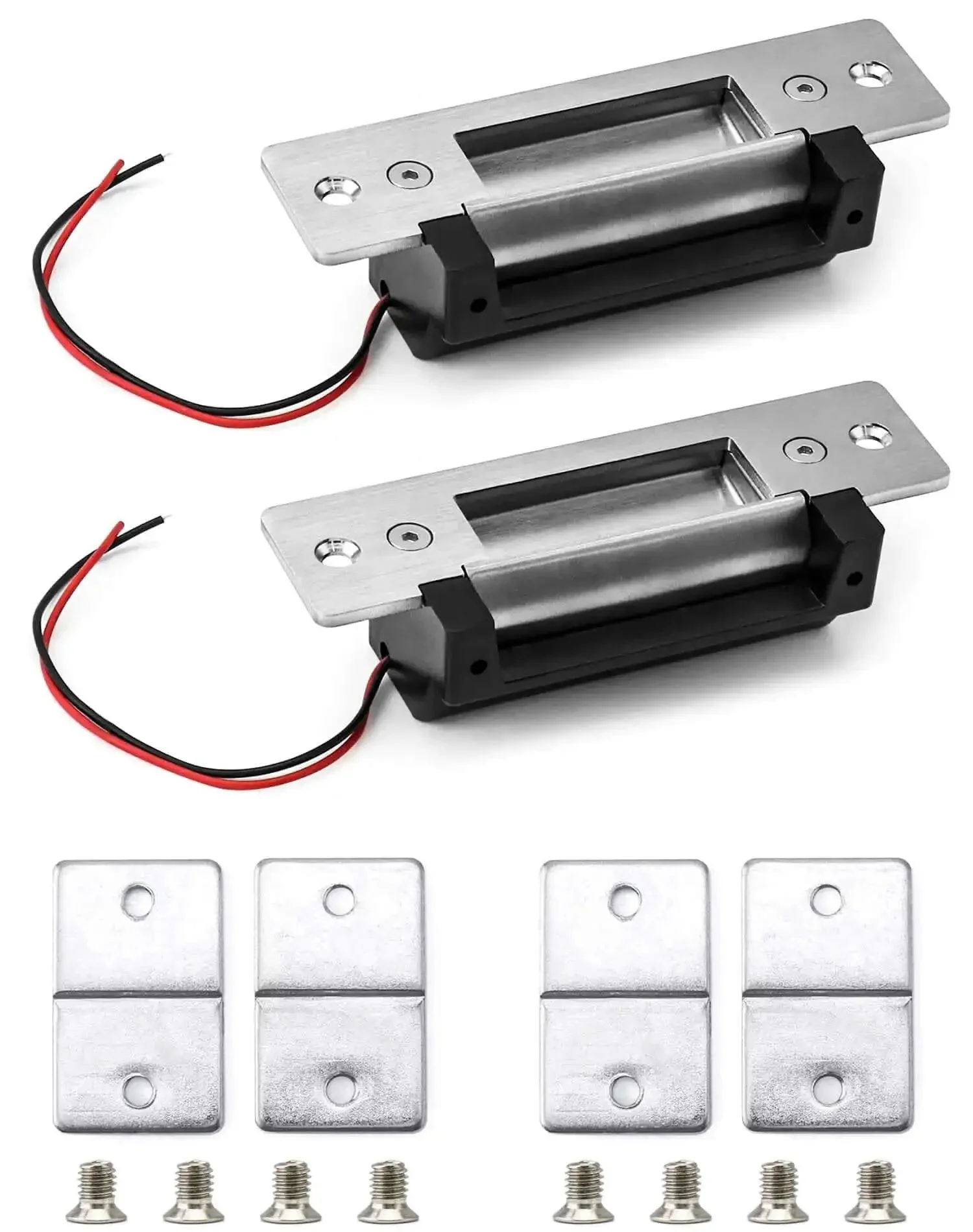 Heavy Duty 12V DC Electric Door Strike Lock With Fail Safe And Fail Secure Modes, Power Door Crash Lock For Access Control Systems, Stainless Steel Panel, Copper Coil, Low Power, 2 Pack