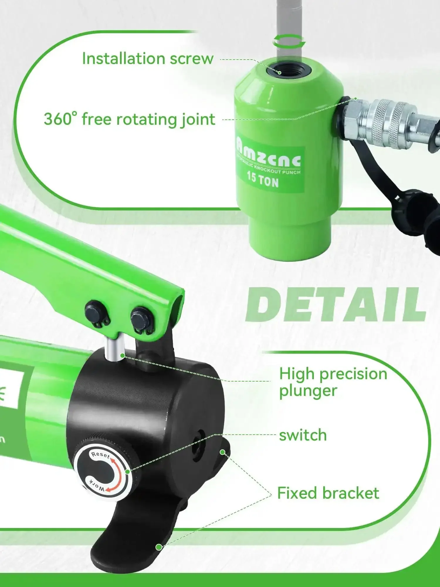 Heavy Duty 15 Ton Hydraulic Knockout Punch Driver Kit With Ten Die Set One Half Inch To Four Inch Conduit Hole Cutter For Electrical Installations Greenlee Compatible Three Quarter Inch Threads Sixteen Per Inch Punches Up To One Eighth Inch Steel - Image 5