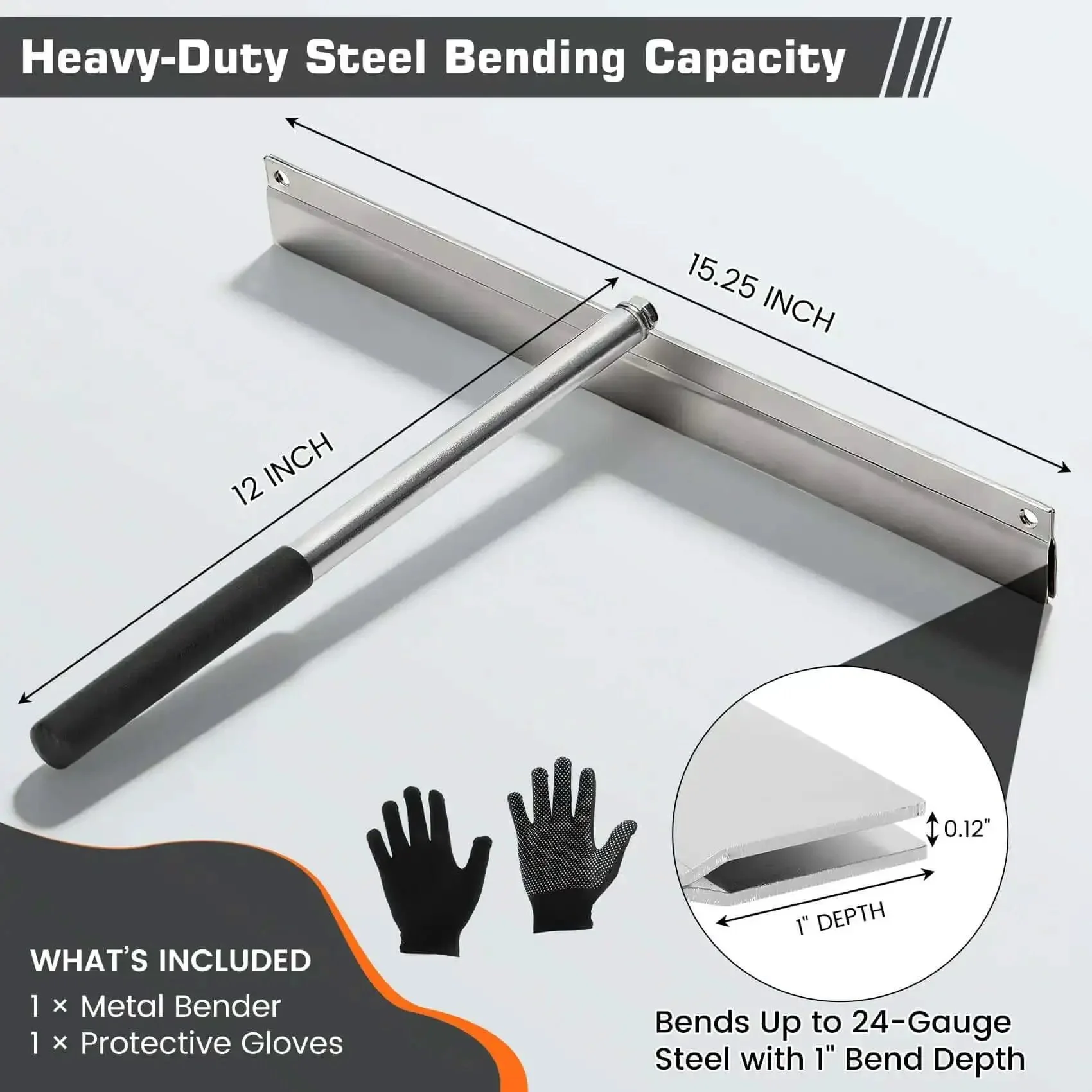 Heavy Duty 15.25 Inch Sheet Metal Folding Hemming Tool Handheld Bender For Standing Seam Roofing Panels And HVAC Duct Work With Handy Sight Holes Folds Up To 24 Gauge Steel And One Inch Depth - Image 7
