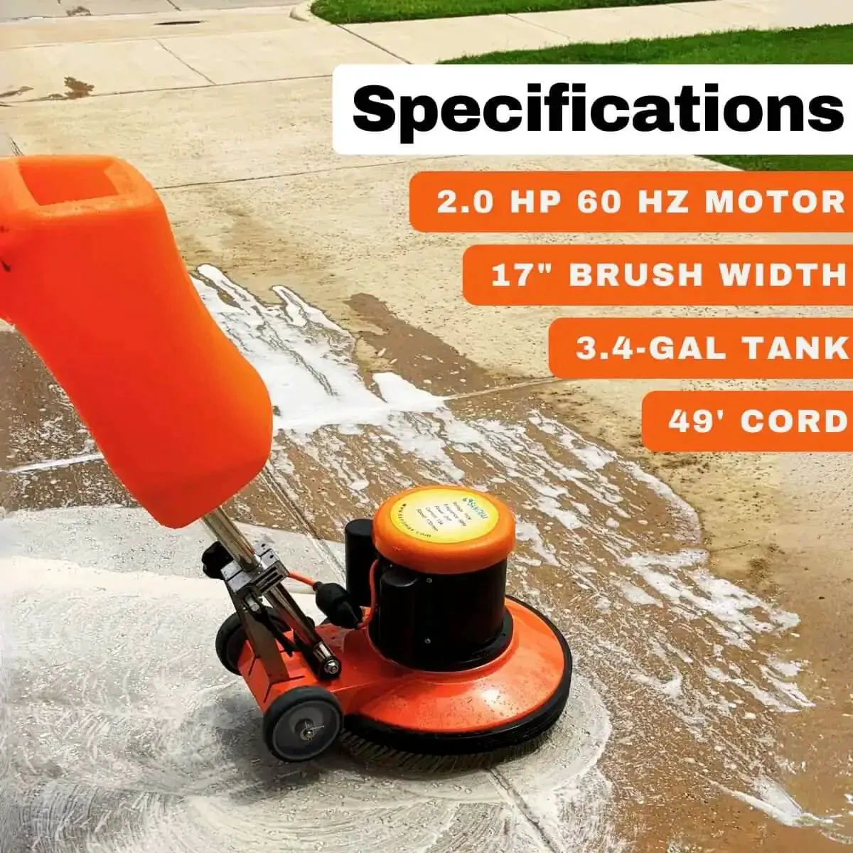 Heavy Duty 17 Inch Floor And Carpet Buffer Machine Workhorse With 2.0 HP Motor 175 RPM 3.4 Gallon Water Tank Built For Commercial And Industrial Floors Scrubbing Polishing And Waxing - Image 7