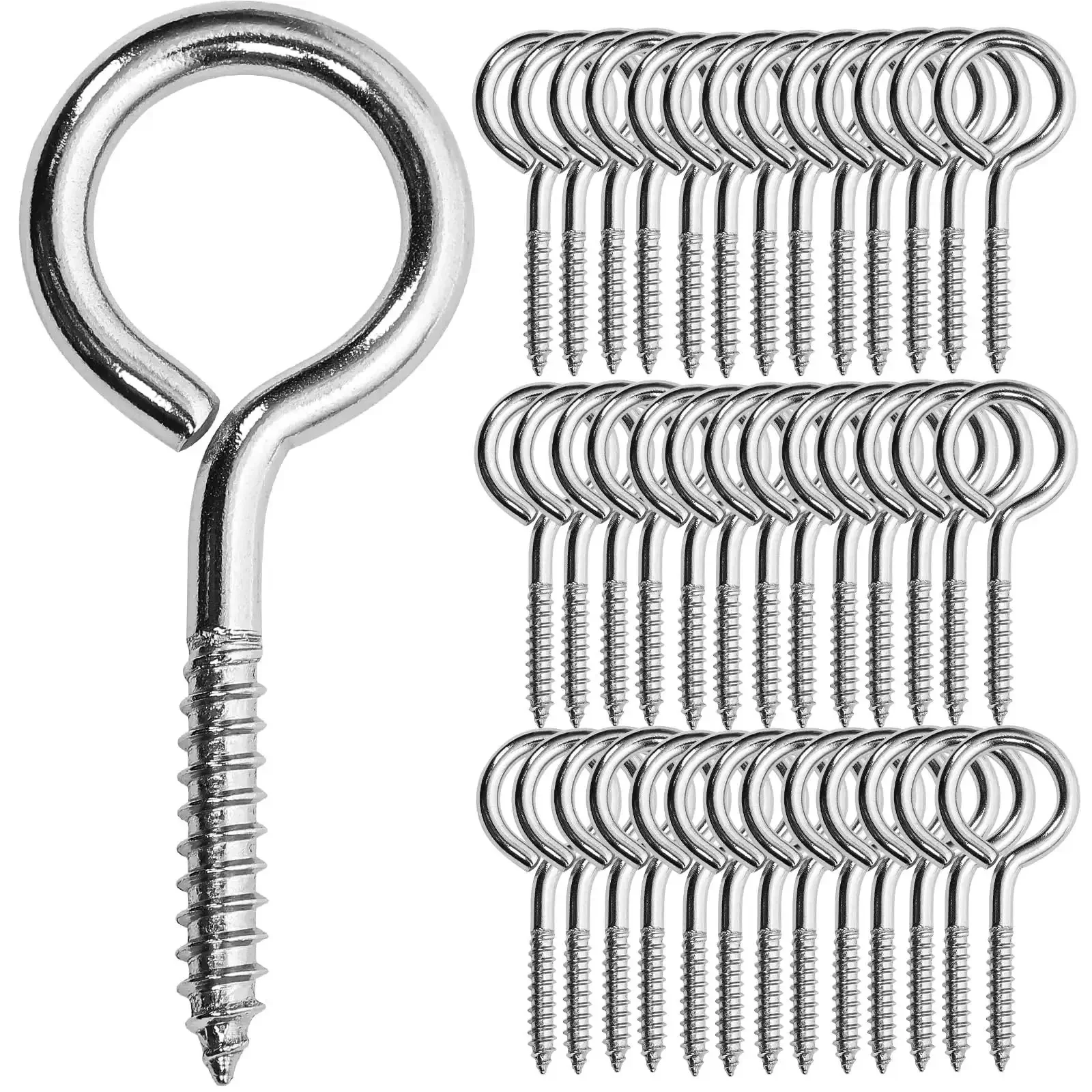Heavy Duty 2 Inch Screw Eyes Set In 304 Stainless Steel, 10 Pack M3 Eye Hooks, Built Tough Durable Eye Bolts For Indoor And Outdoor Use, Weatherproof Hardware For Hangers, Cords, Tents, And DIY Projects - Image 2