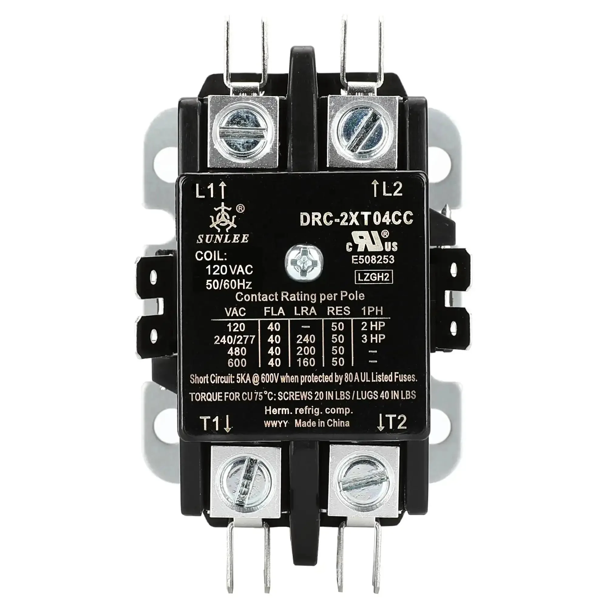 Heavy Duty 2 Pole 40 Amp Contactor With 120V Coil UL Listed For HVAC Condensers And Compressors Replaces 2 Pole Units 20 25 30 35 40 Amp 50 Amp Lighting Load Equivalent To 42CF15AF - Image 4