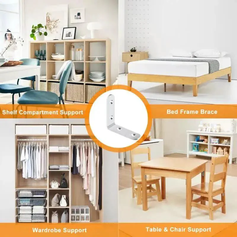 Heavy Duty 20 Pack 2.5 By 2.5 Inch Stainless Steel Corner Braces L Shaped Brackets With Wood Screws For Tables Chairs Desks Dressers Shelves Built To Last Brushed 304 Stainless Right Angle Support - Image 2