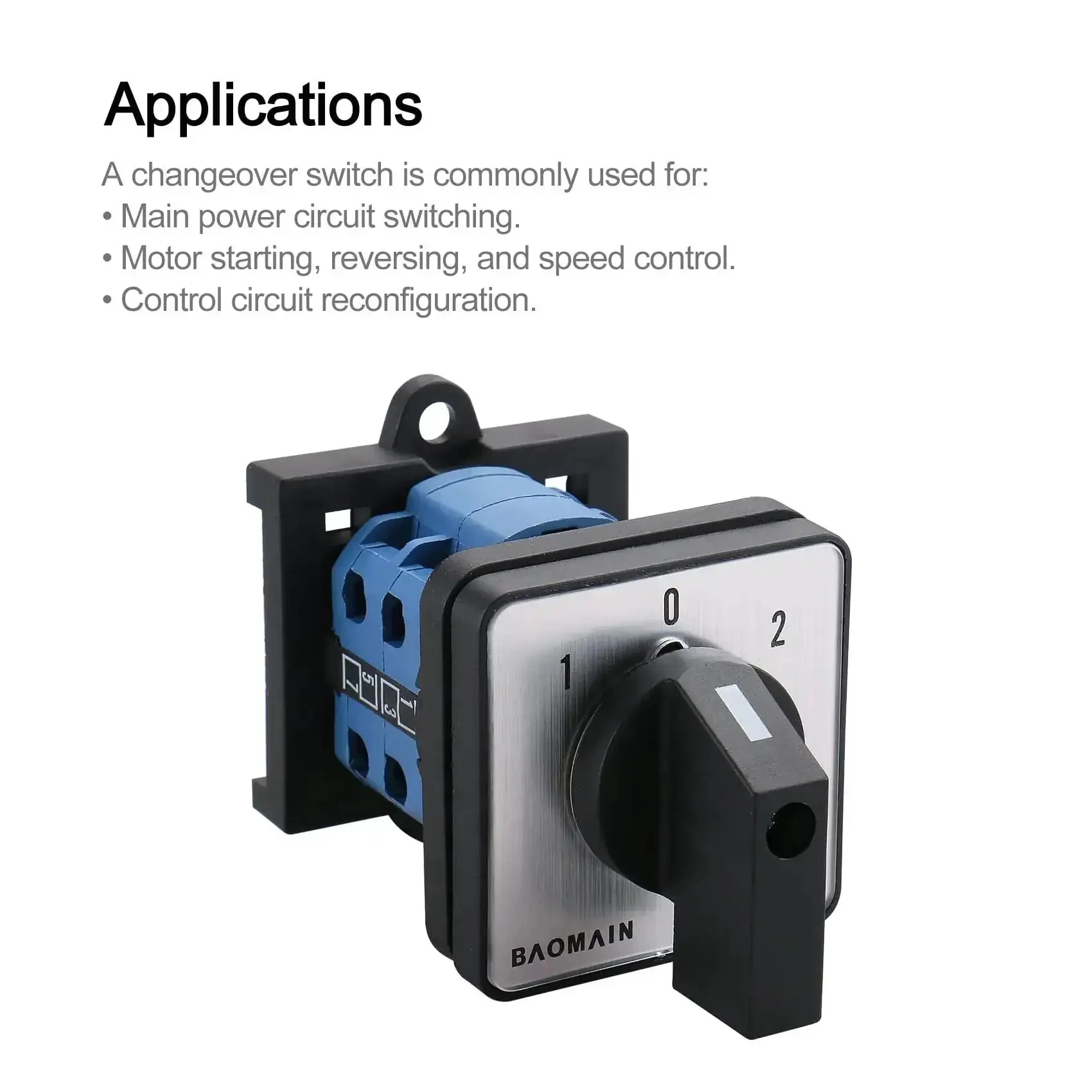 Heavy Duty 20A 660V 2 Pole Changeover Switch With 3 Position Rotary Selector For Motor Reversing And Generator Dual Section Eight Terminal Layout 35mm DIN Rail Mount SZW26 20 D2022 B11R - Image 5