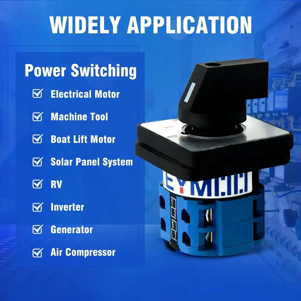 Heavy Duty 20A Rotary Changeover Switch 660V With 4 Positions 2 Poles 8 Terminals Universal Selector Switch With Blue Fork Terminals IP65 CE Flame Retardant Housing - Image 2