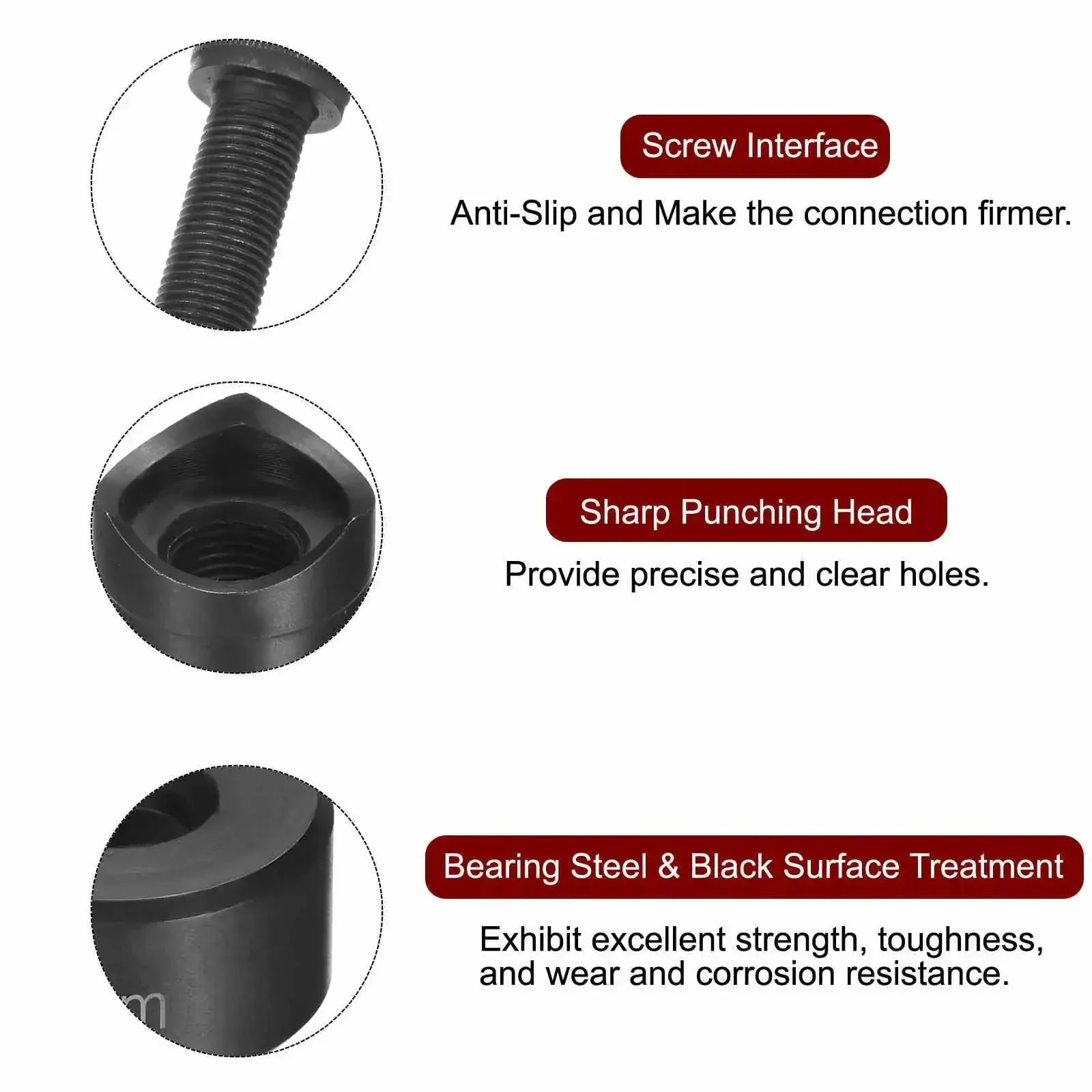 Heavy Duty 20mm Sheet Metal Punch Hole Kit With External Hex Shank Bearing Steel Construction For Precise Manual Knockout On Stainless Steel Carbon Steel Aluminum Copper And Plastic Black Finish - Image 3