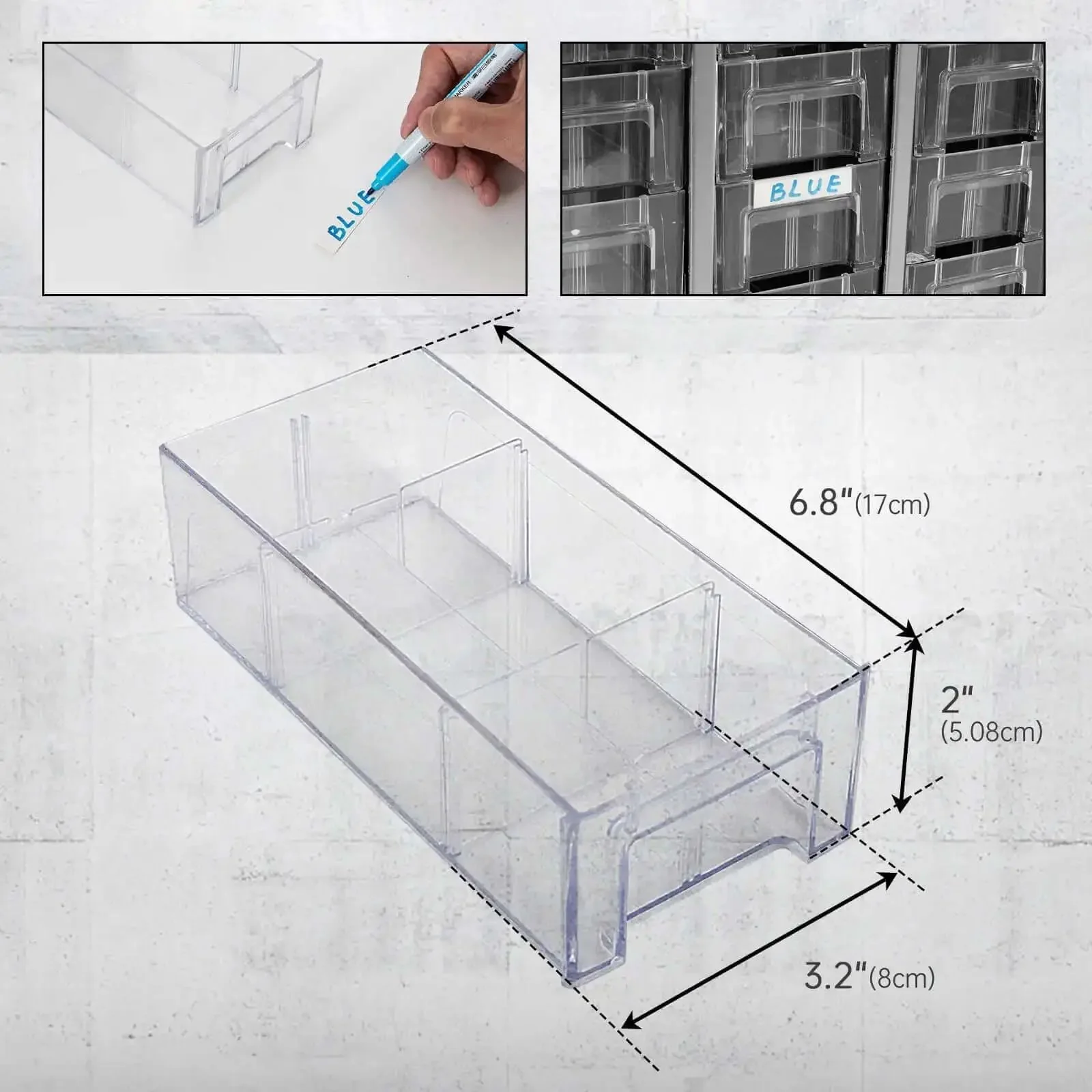 Heavy Duty 24 Drawer Metal Parts Cabinet With Clear PS Drawers Bolt And Nut Organizer For Workshop Garage Or Office Stackable Hardware Storage Cabinet No Assembly Required Galvannealed Steel Build Built To Last - Image 7