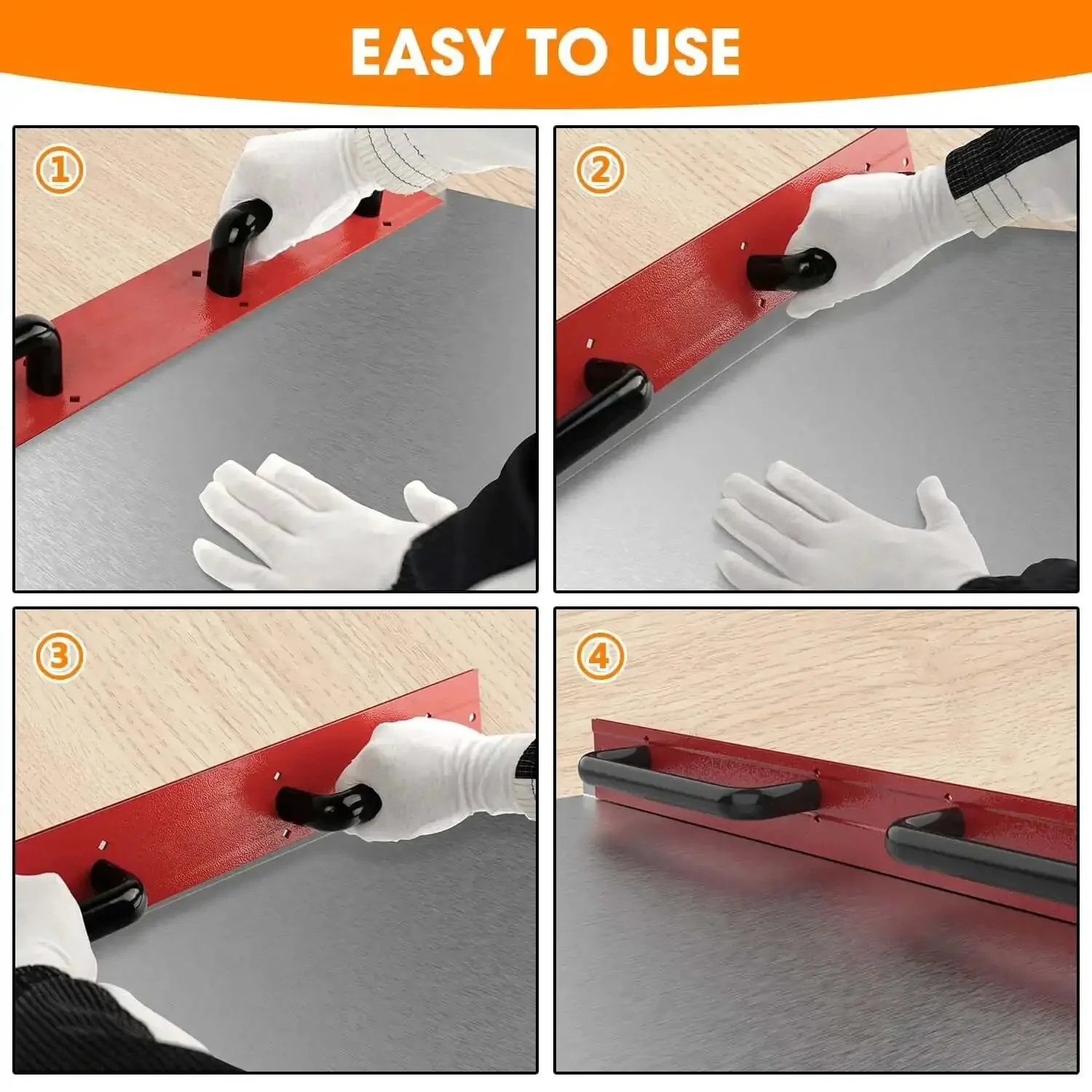 Heavy Duty 24 Inch 16 Gauge Steel Sheet Metal Folding Tool With Grips For Uniform Folds Built For HVAC Ductwork And Pipefitting Red Finish Compatible With 28 Gauge Stainless Steel Cold Rolled Steel And Galvanized Sheets Pack Of 1 - Image 3