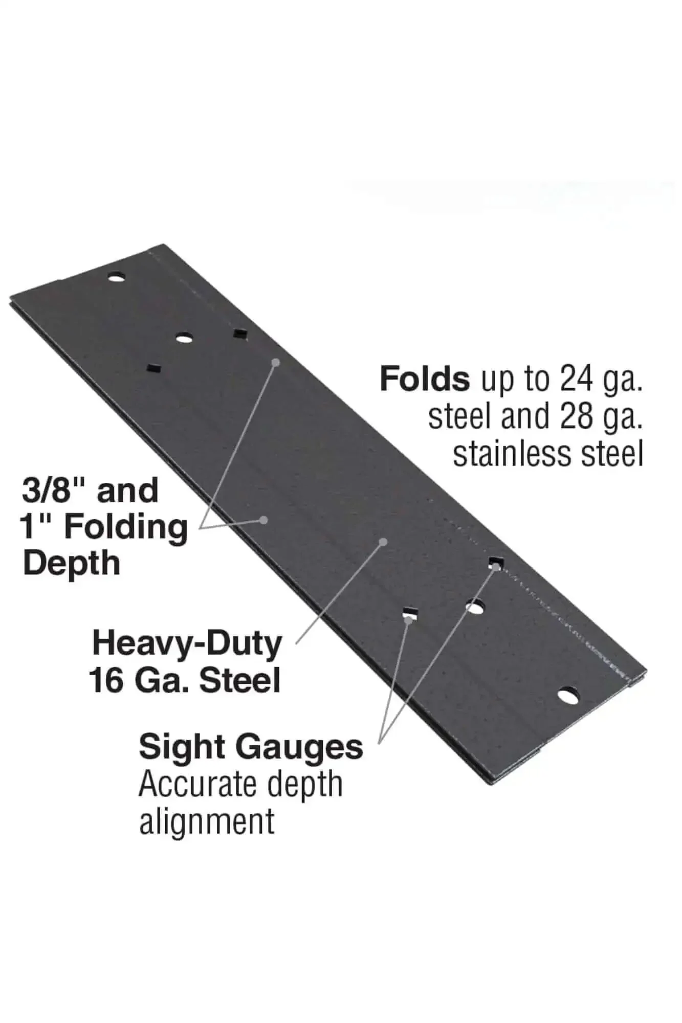 Heavy Duty 24 Inch Sheet Metal Folding Tool With Dual Depths Three Eighths Inch And One Inch, Folds Up To 28 Gauge Stainless Steel And 24 Gauge CRSM, 16 Gauge Steel Build, Included Sight Gauges, HVAC Pro Grade For Precise Folds Built To Last - Image 2