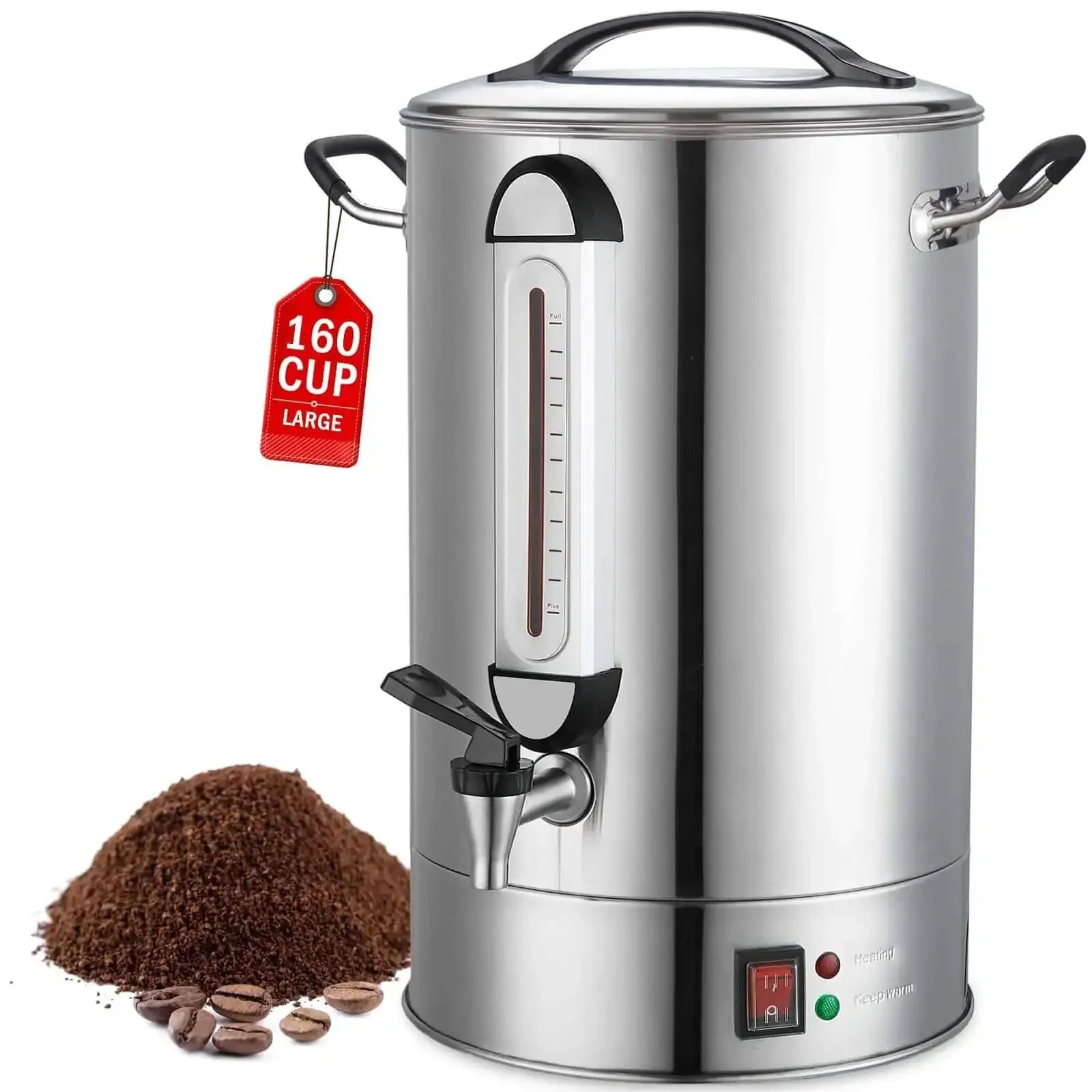 Heavy Duty 24L Commercial Coffee Urn With Quick Brew Dispenser For Catering And Events, 160 Cup Capacity Stainless Steel, Large Batch Coffee Maker For Meetings, Churches, Schools And Offices