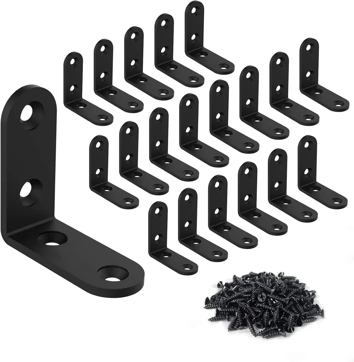 Heavy Duty 2x2 Inch L Corner Brackets 20 Pack Black Right Angle Shelf Supports For Shelves Wood Furniture And Cabinets With Screws Built To Last Tough As Nails For Your DIY Projects