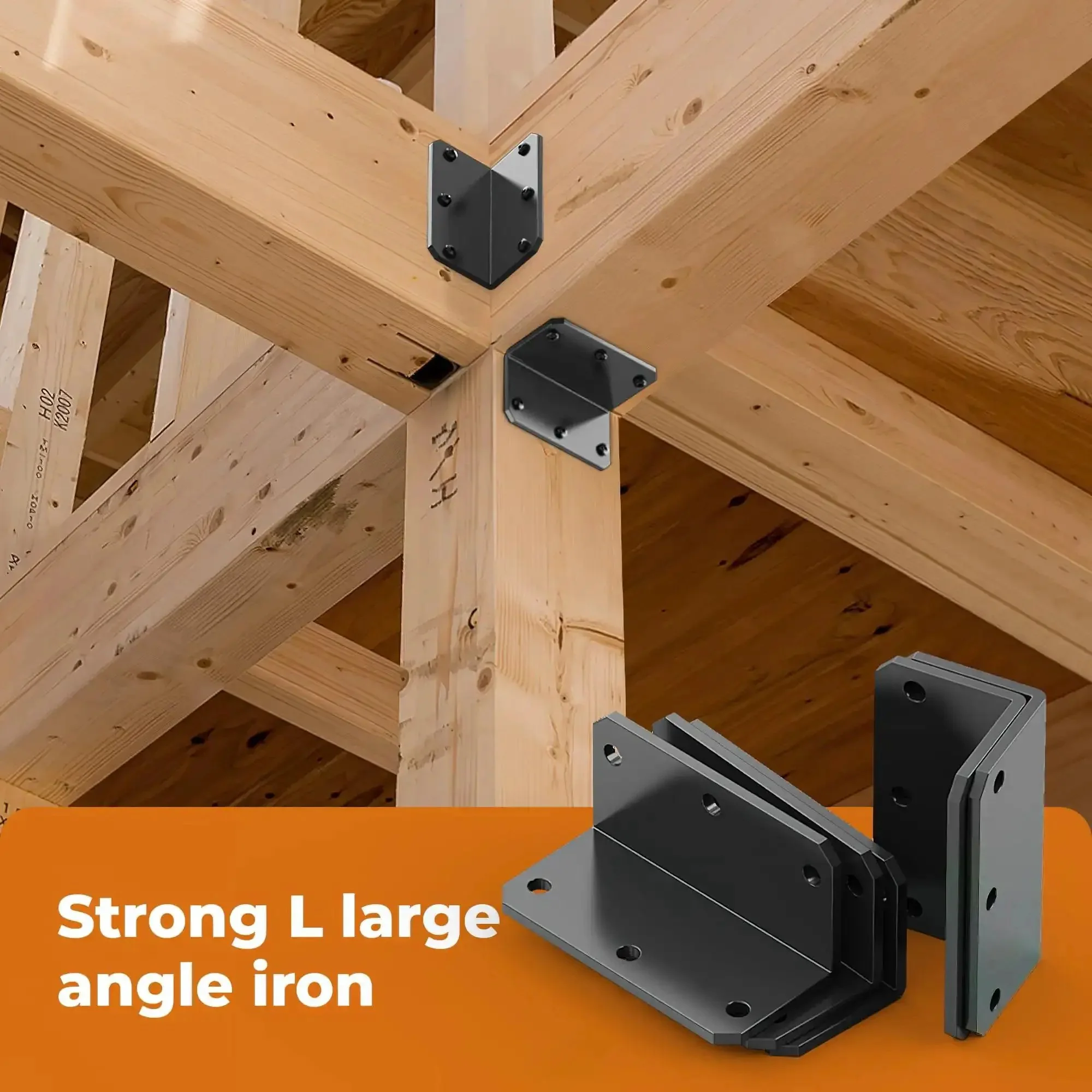 Heavy Duty 2x4 L Shaped Corner Brackets With Holes, 90 Degree Galvanized Right Angle Braces For Wood Furniture And Raised Garden Beds, Black 2 Pack, 12 Gauge, Rust Resistant, Superior Load Bearing - Image 2
