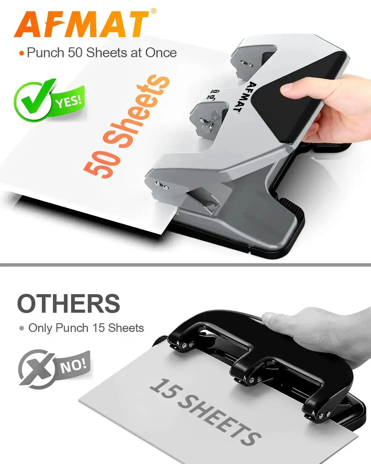 Heavy-Duty 3 Hole Punch For Binders, 50-Sheet Capacity, Fifty Percent Easier Punching, Boss-Level Durability, Stainless Steel Paper Guide, 9-32 Inch Holes, Ideal For Home Office School And Binder Projects, More Than Ten Thousand Uses - Image 7