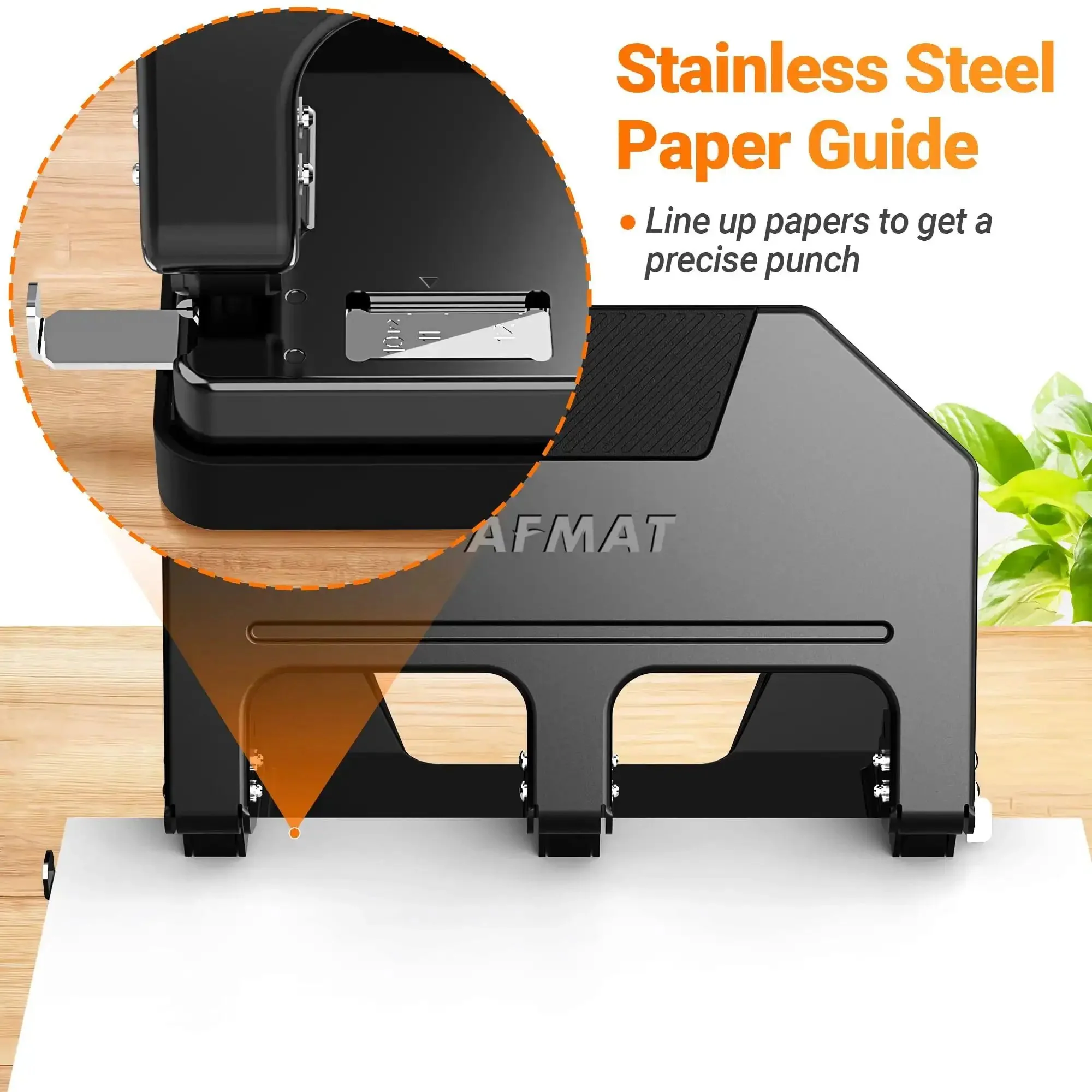 Heavy Duty 3 Hole Punch For Binders With 9 32nd Inch Holes 40 Sheet Capacity 50 Percent Less Effort Metal Construction Built In Paper Guide And Large Chip Tray 10,000 Uses HPX3 - Image 4