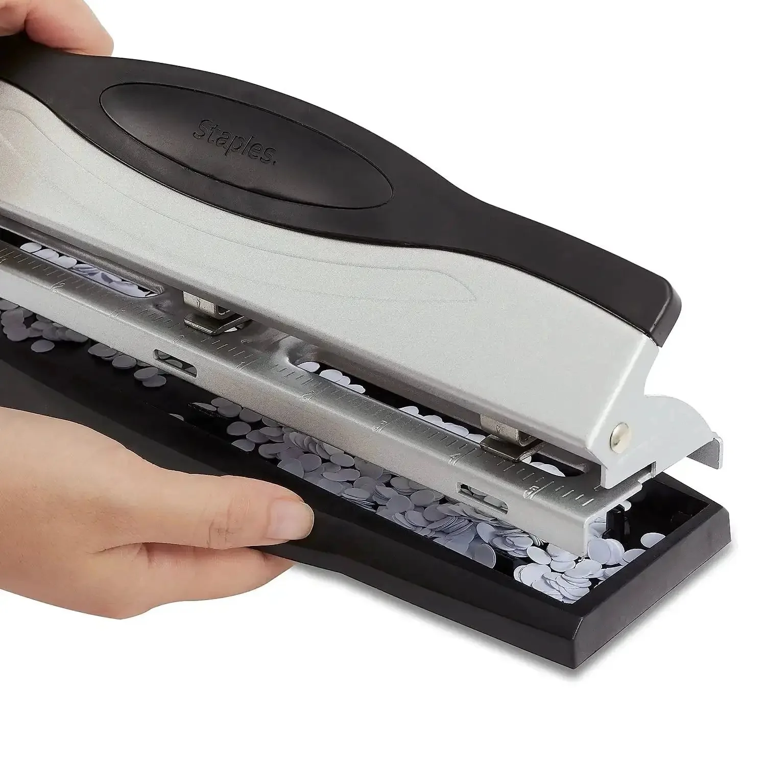 Heavy Duty 3 Hole Punch For Office Paper, High End Adjustable Desktop Punch That Delivers Precise 0.28 Inch Holes, 15 Sheet Capacity, Built To Last Metal Construction, Sleek Black And Silver Finish, A Real Workhorse - Image 3