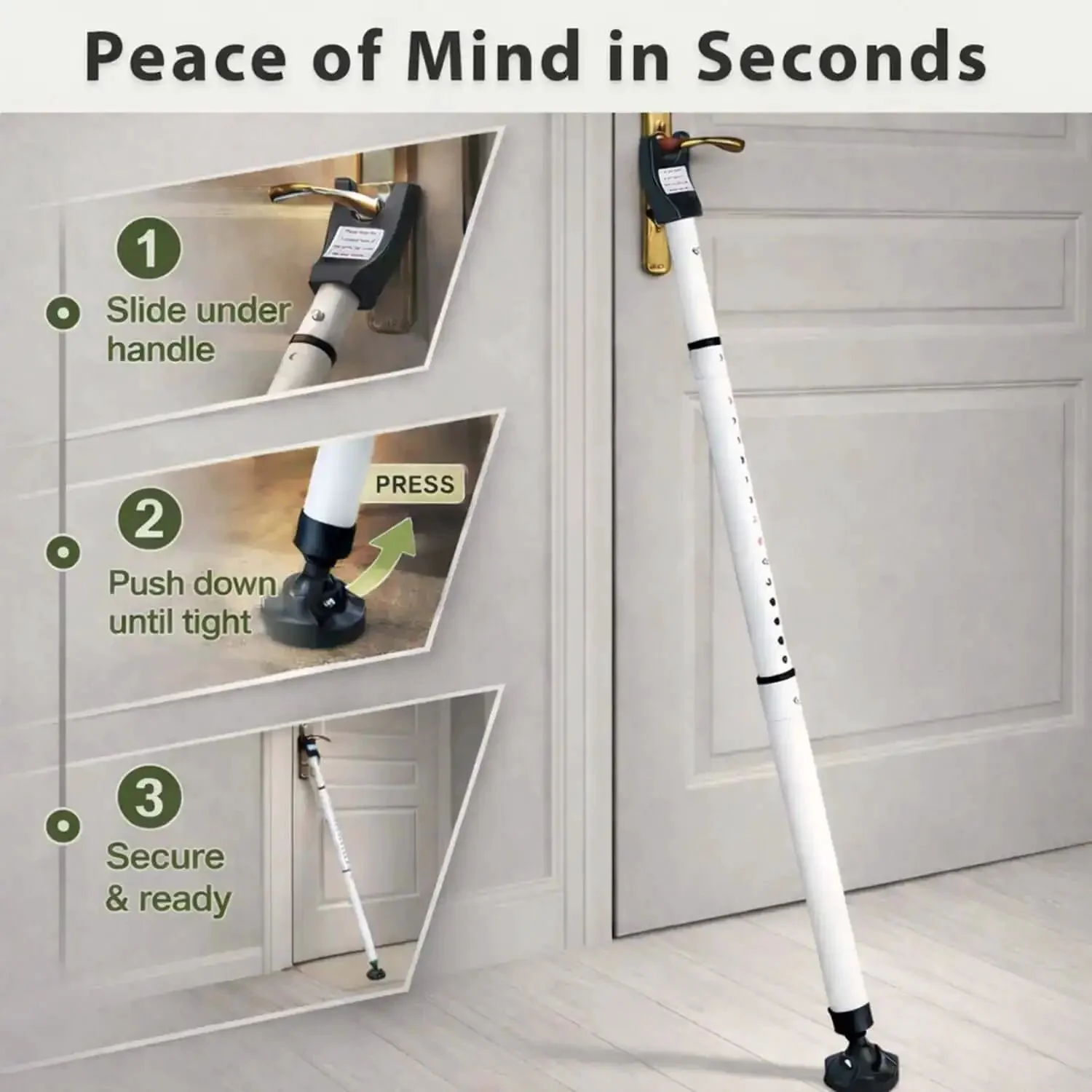 Heavy Duty 3 In 1 Door Security Bar With High Strength Steel And Anti Slip Rotating Base Built To Last Adjustable Up To 46 Inches Sturdy Door Lock Stick For Apartments Hotels And Family Safety For Kids And Pets - Image 3