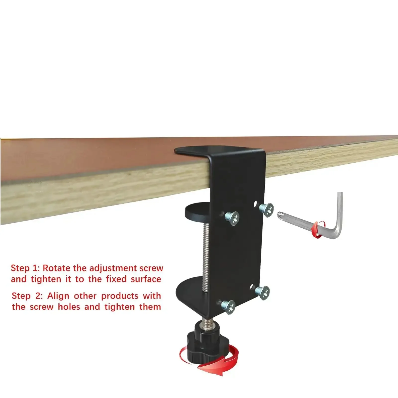 Heavy Duty 3 Inch C Clamp 2 Pack With Four Hole Back, Adjustable Desk Clamps For Woodworking And Metalworking, 0.35 To 3.37 Inch Jaw Opening, Non Slip Pads For Desktop Protection, Ideal For Fastening Welding And Assembly - Image 2