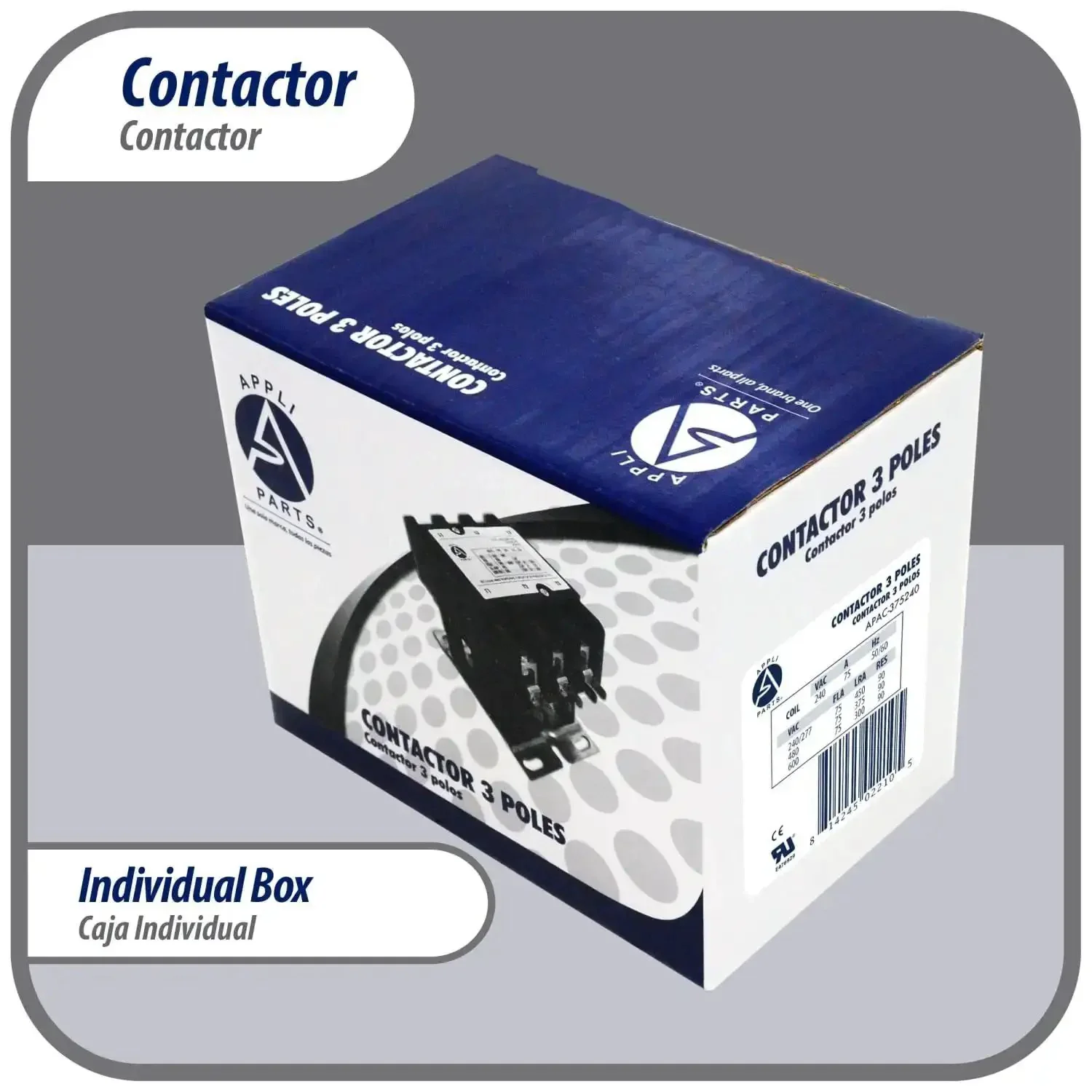 Heavy Duty 3 Pole Contactor 75 Amp 240 Volt Coil Replacement For AC Compressors And Electrical Applications UL Listed For HVAC Refrigeration Water Pumps And More APAC 375240 - Image 4