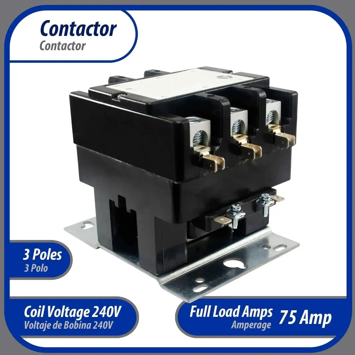 Heavy Duty 3 Pole Contactor 75 Amp 240 Volt Coil Replacement For AC Compressors And Electrical Applications UL Listed For HVAC Refrigeration Water Pumps And More APAC 375240 - Image 7