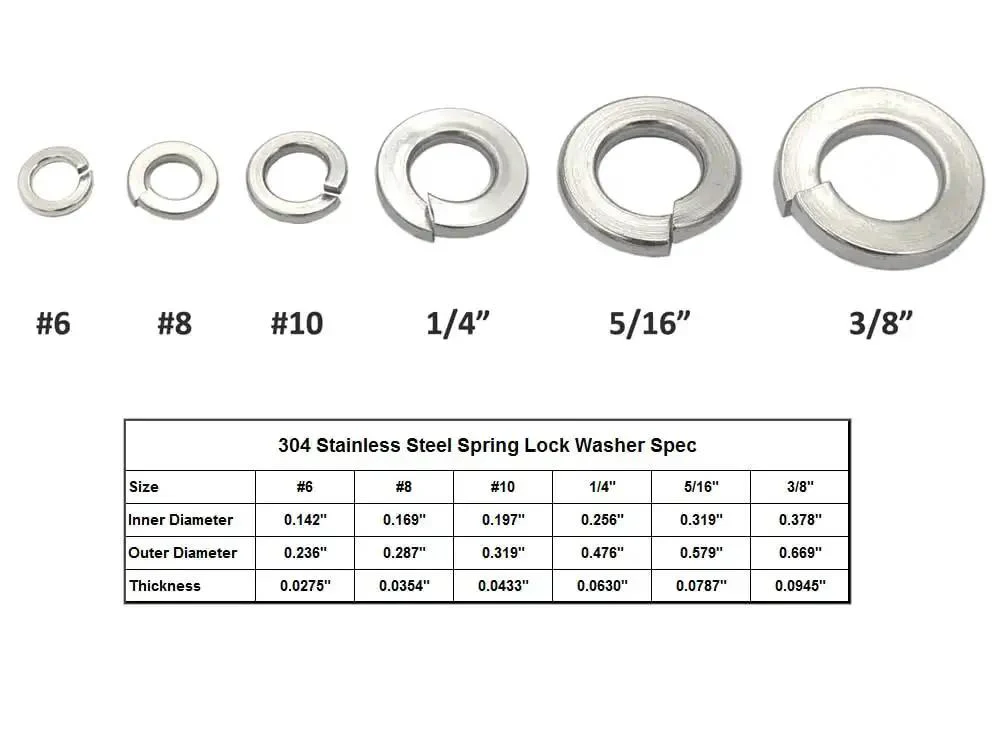Heavy Duty 304 Stainless Steel Spring Lock Washers 100 Pack 5/16 Inch Durable Split Lock Rings for Auto, Marine, Bike And Shop Projects, Rust Resistant, Smooth Finish, Low Magnetism, High Strength Fastener Locking - Image 3