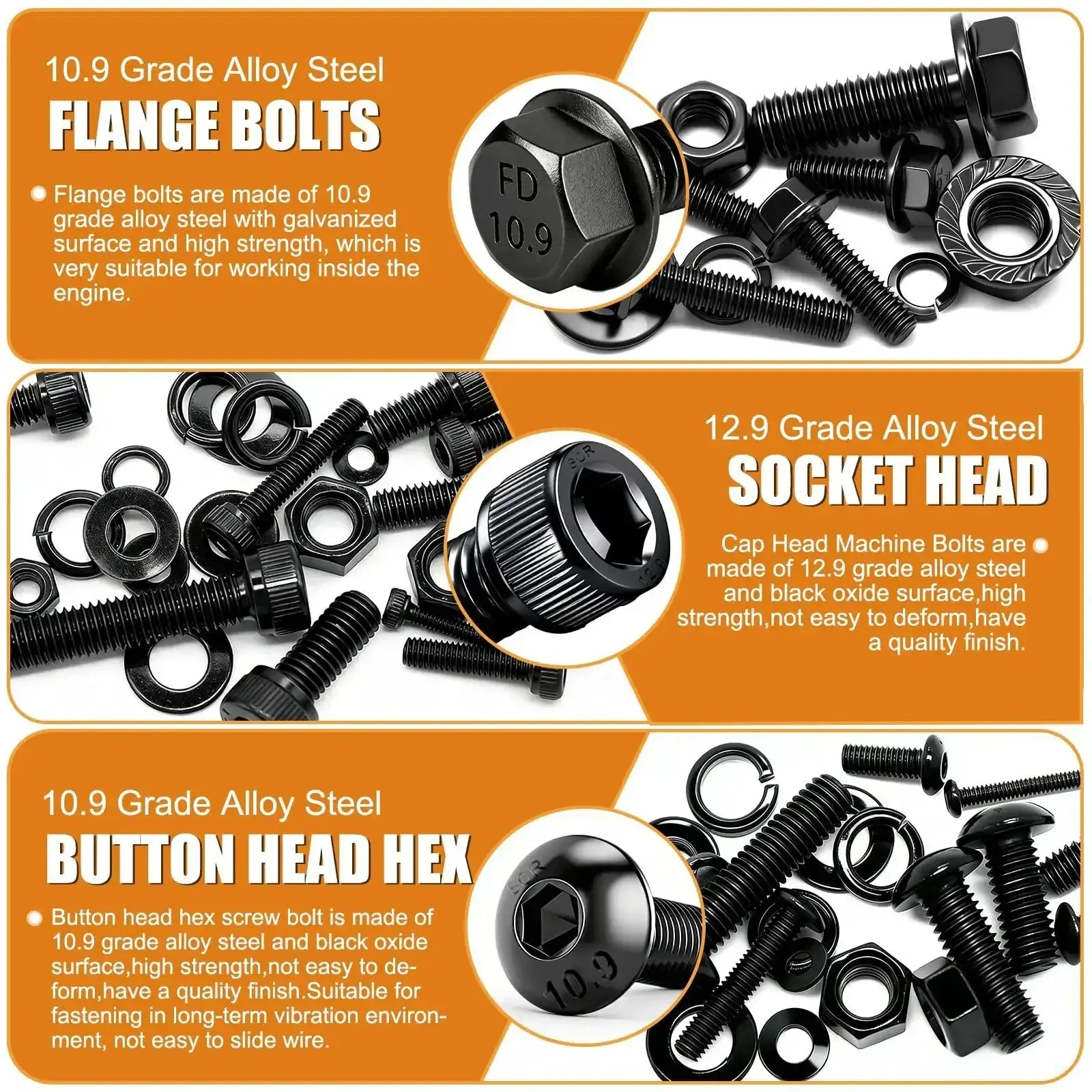 Heavy Duty 3160Pcs Metric Bolts And Nuts Kit With Flange Bolts Hex Socket Button Screws Cap Head Screws And Washers 42 Sizes M2 M3 M4 M5 M6x1.0 M8x1.25 M10x1.5 Great For DIY Repairs And Machinery Projects - Image 3