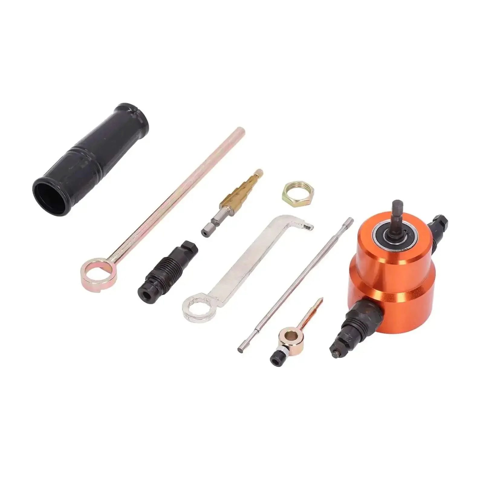 Heavy Duty 360 Degree Double Head Cutter Attachment For Sheet Metal Cutting And Drilling Nibbler Tool Kit With Adjustable Speed 1500 To 3000 RPM Electric Or Air Drill Compatible Ideal For Auto Shop Home DIY And HVAC - Image 4