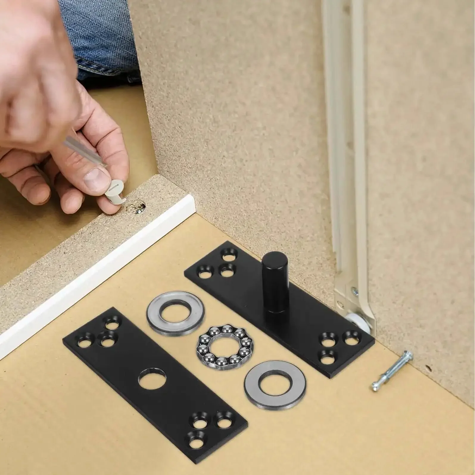 Heavy Duty 360 Degree Stainless Steel Hidden Door Hinge Silent Invisible Pivot Concealed Cabinet Hardware For Furniture Cabinets Closets Bookcases And Secret Doors Durable Easy Install No Visible Screws - Image 5