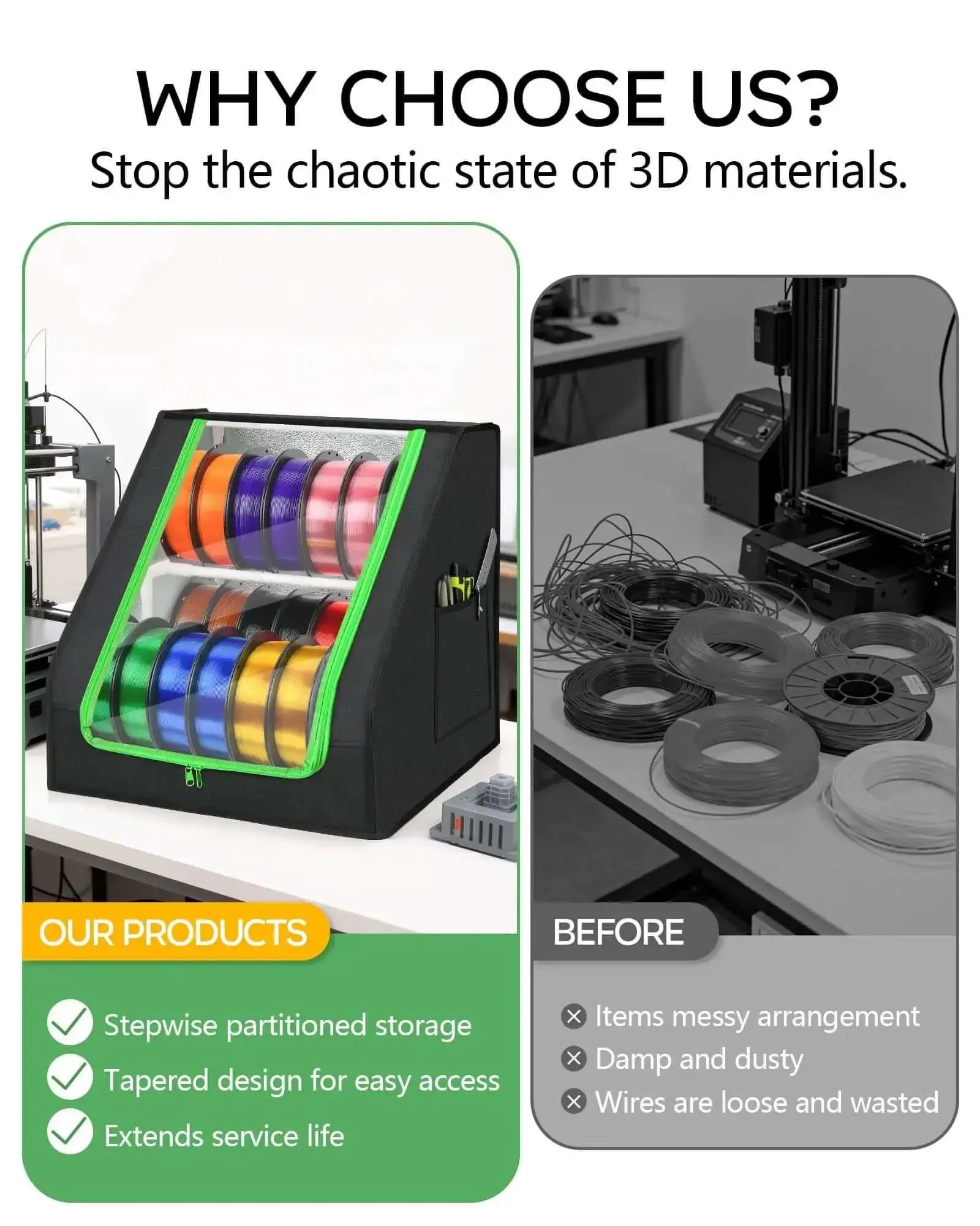 Heavy Duty 3D Printer Filament Storage Box With 21 Spool Capacity, 2-Tier Filament Rack Organizer, Stable Trapezoid Frame, Grab-And-Go Pockets, Perfect For Home Studio Or Workshop, Keeps Filaments Tidy And Ready To Print - Image 4