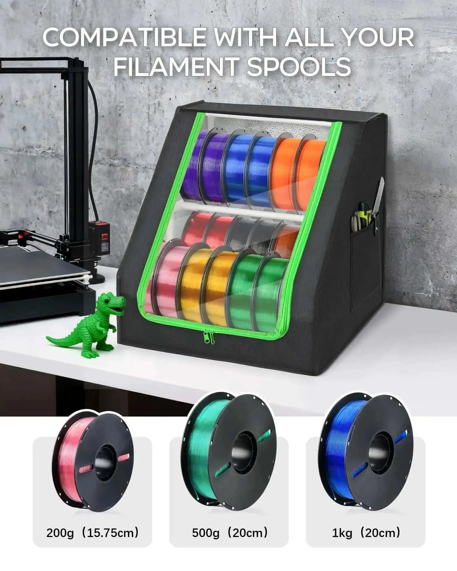 Heavy Duty 3D Printer Filament Storage Box With 21 Spool Capacity, 2-Tier Filament Rack Organizer, Stable Trapezoid Frame, Grab-And-Go Pockets, Perfect For Home Studio Or Workshop, Keeps Filaments Tidy And Ready To Print - Image 7