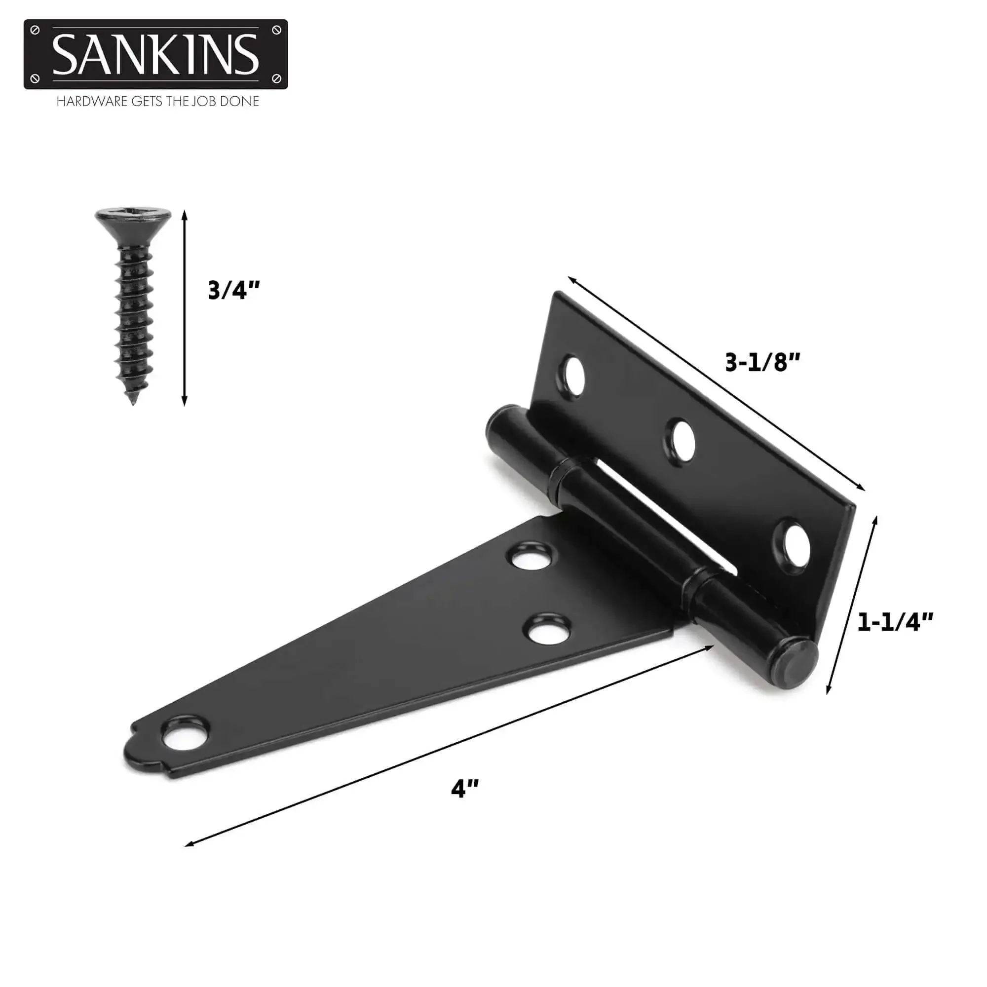 Heavy Duty 4 Inch T Strap Shed Door Hinges Black Powder Coated Outdoor Gate Hinges For Wooden Fences Barn Doors Yard Gates Rustproof Iron 2 Pack Ideal For Fixing Sagging Or Dragging Gates - Image 6