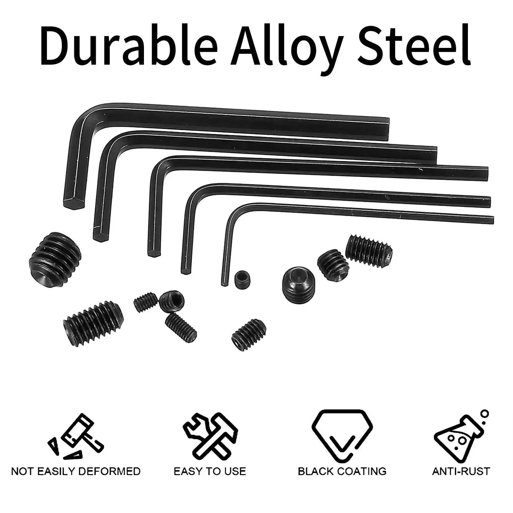 Heavy Duty 400 Piece Set Screws Kit With M3 M4 M5 M6 M8 Allen Head Grub Screws Black Finish Alloy Steel Rust Resistant Internal Hex Drive Built For Door Handles Light Fixtures And Everyday Hardware Fixups For DIYers - Image 6