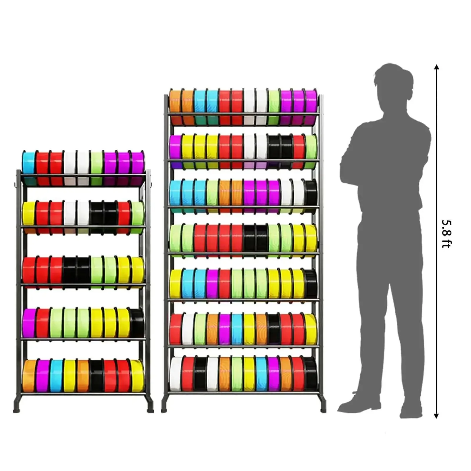 Heavy Duty 5 Tier Filament Storage Rack For 3D Printing Pros With Large Capacity Holds 40 Plus 1Kg ABS PLA TPU Nylon Spools Keeping Your Filament Organized And Ready For Biz Builds Stackable Metal Rack For Makers - Image 7