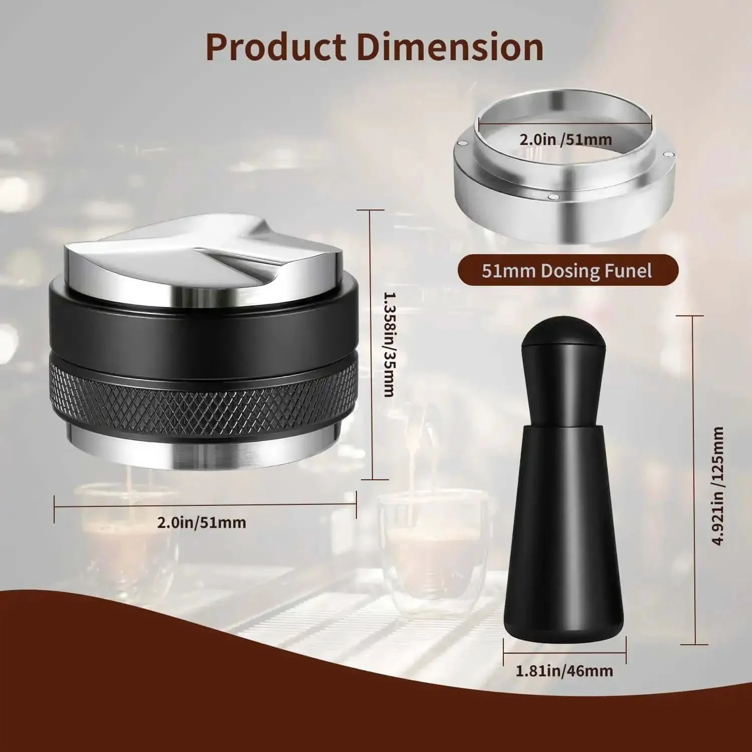 Heavy Duty 51mm Espresso Accessories Kit With Dual Head Coffee Distributor And Tamper WDT Tool And Magnetic Dosing Funnel For Even Extraction Fits 51mm Portafilters And Home Barista Machines - Image 2