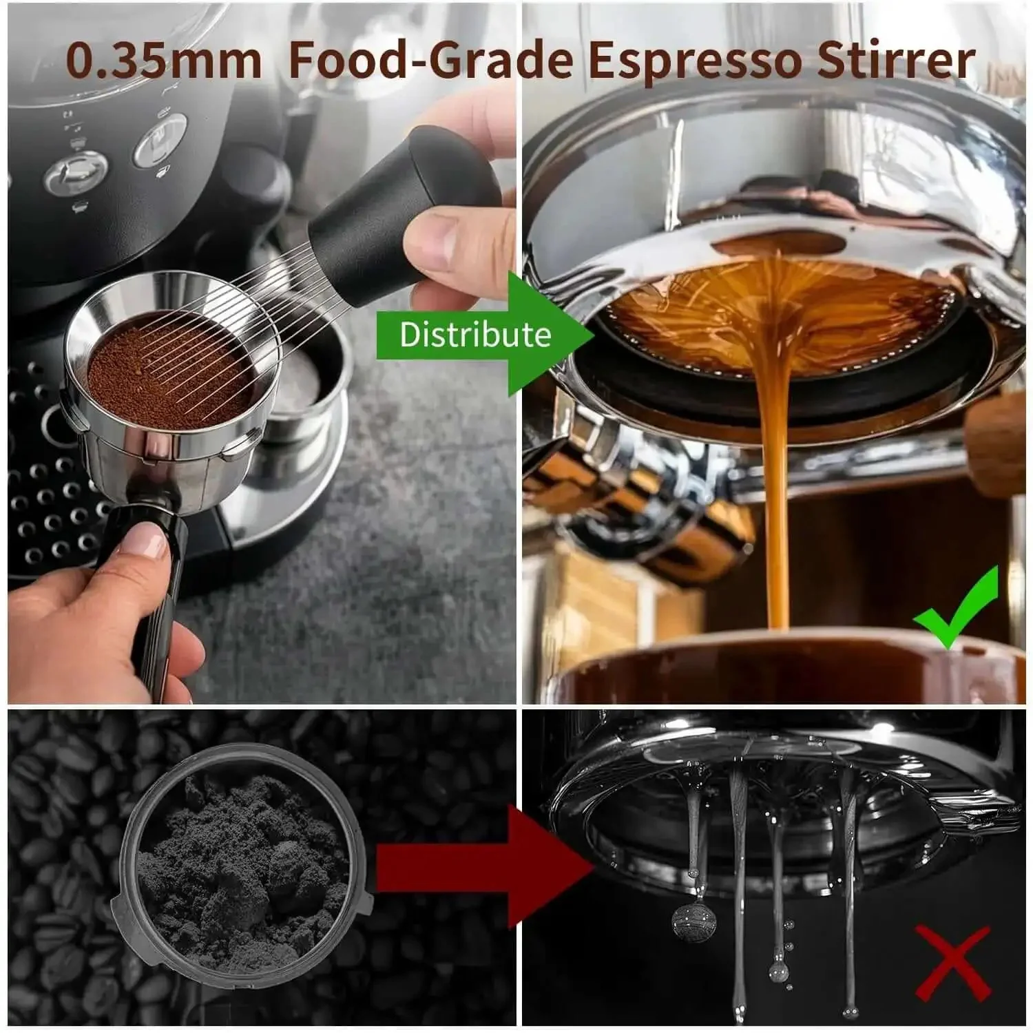 Heavy Duty 51mm Espresso Accessories Kit With Dual Head Coffee Distributor And Tamper WDT Tool And Magnetic Dosing Funnel For Even Extraction Fits 51mm Portafilters And Home Barista Machines - Image 7