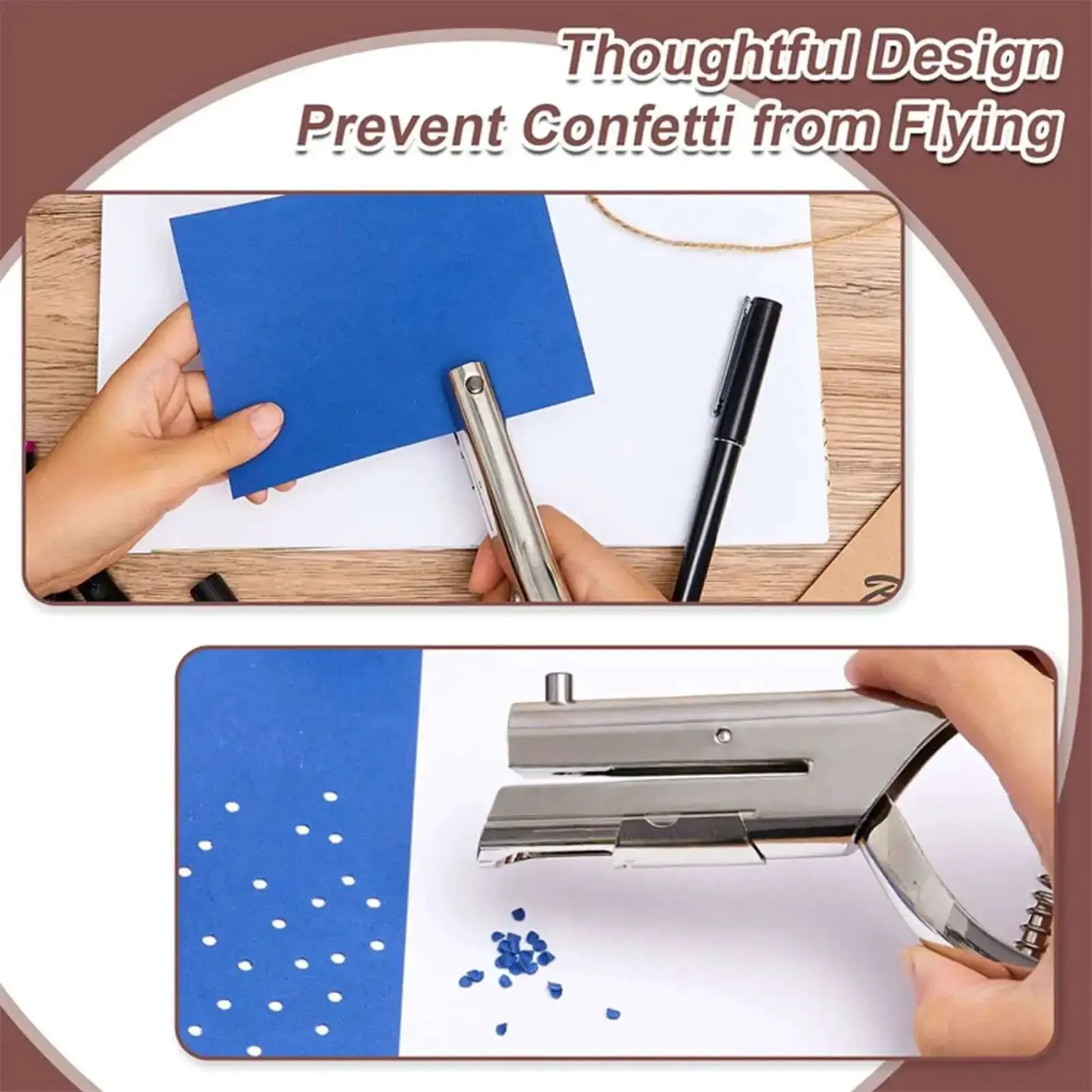 Heavy Duty 6mm Round Hole Punch for Paper ID Cards PVC Cards and Badge Photos Stainless Steel Handheld Single Circle Punch Built Tough Punches Up to 20 Sheets of A4 Paper for Office or School - Image 9